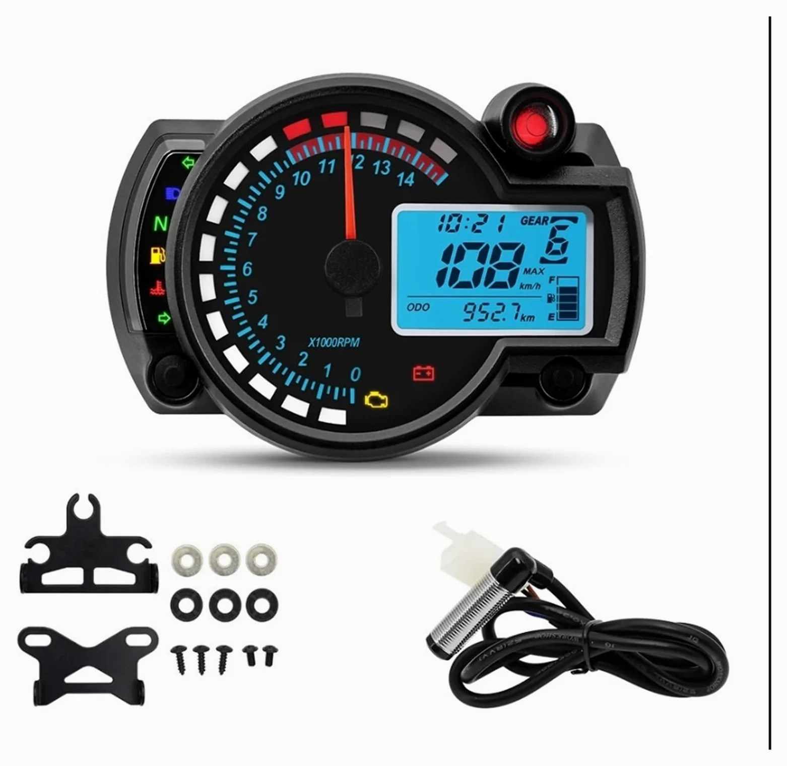 Velocímetro Digital Universal Motocicleta, Panel Instrumentos para Ho&nda para Suzuki para Ya&maha para Kaw&asaki con Contador De Horas De 7 Colores. medidor