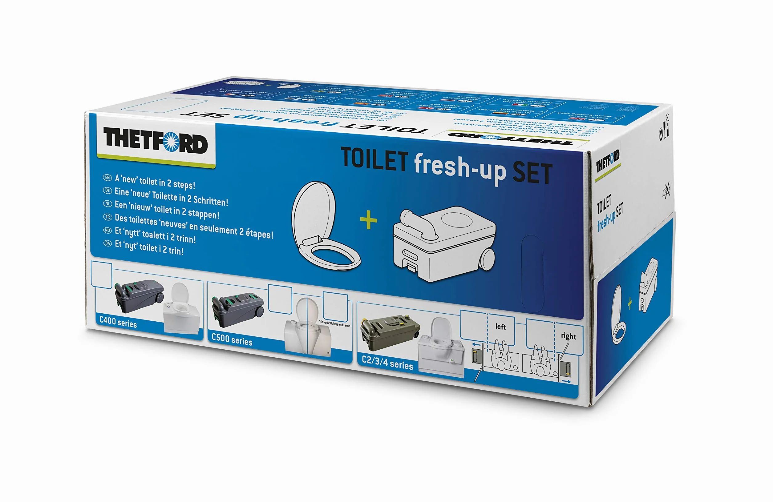 Thetford Juego de Fresh Up para inodoros Thetford con asa y ruedas, diferentes modelos para baños de camping, refrescar el depósito de aguas residuales