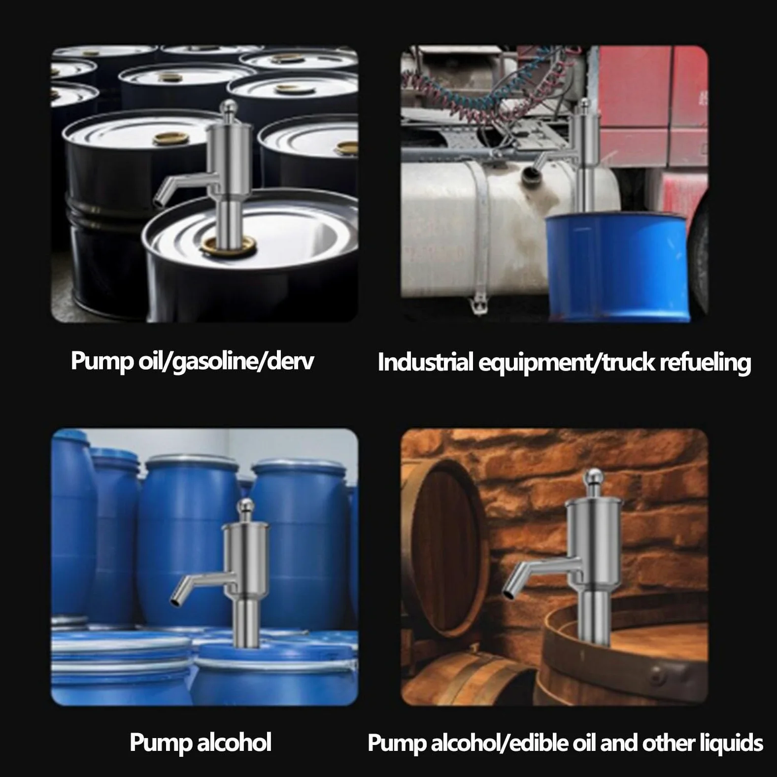 Fockety Bomba de Transferencia de, Bomba de Transferencia de Aceite Manual de Acero Inoxidable de Portátil, de Tambor Manual para Gasolina, Vehículos, de