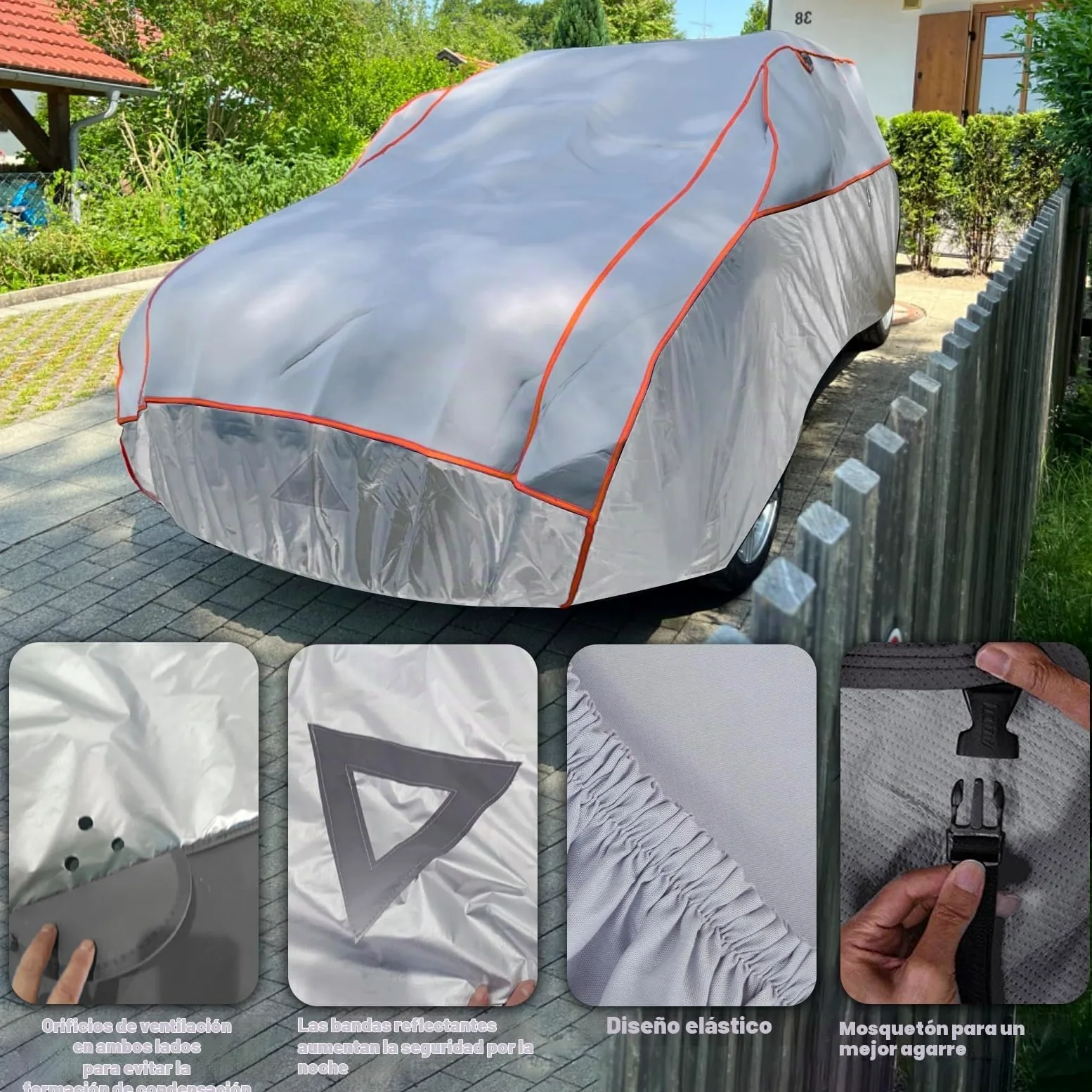 Funda Coche Exterior Antigranizo Cubierta Antigranizo 400 a 450 cm de Largo Funda Coche Antigranizo, Duradera Cubierta Anti Granizo.
