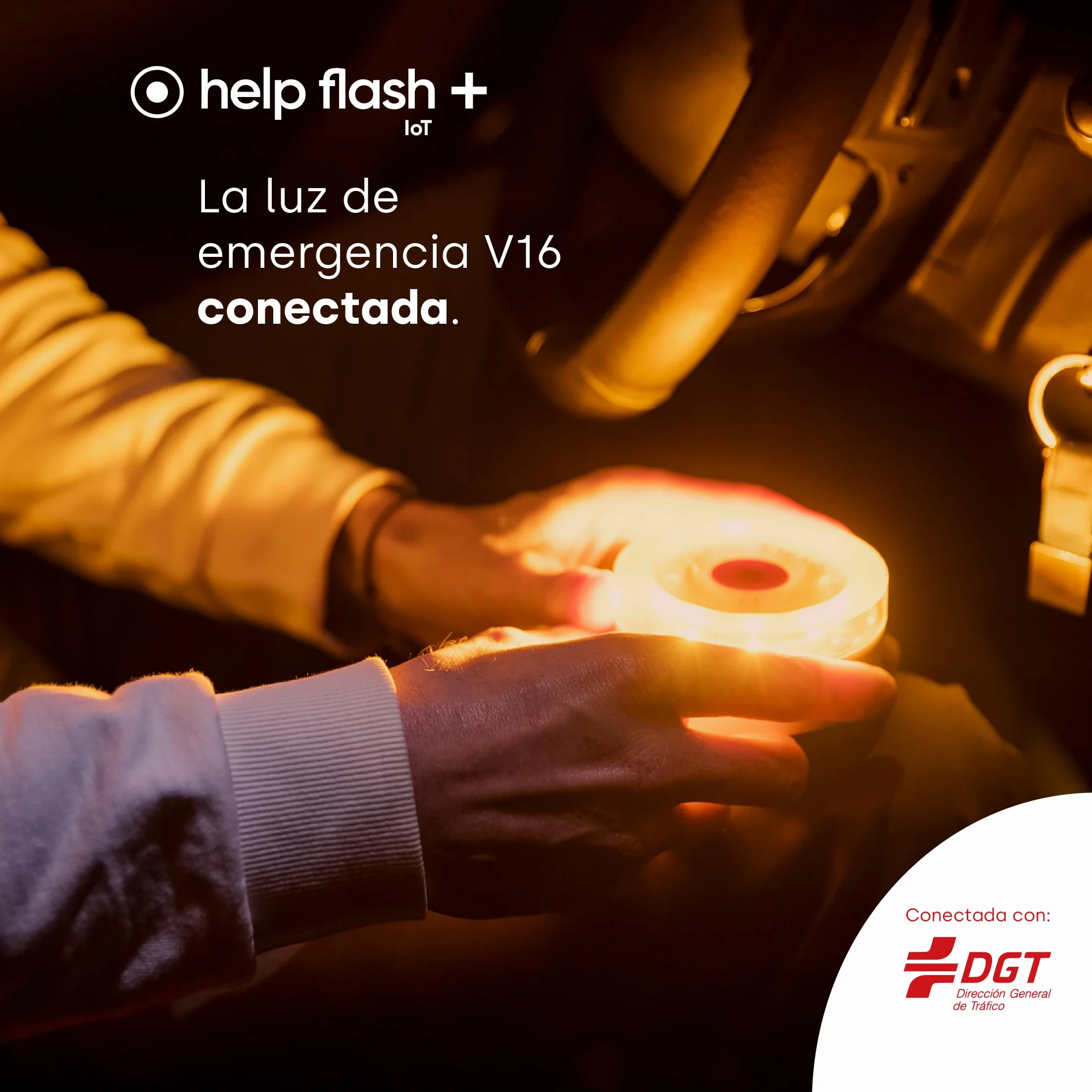 Luz de Emergencia V16 con Geolocalización, 290 candelas, Conectada DGT 3.0, Señal V-16 para Coches