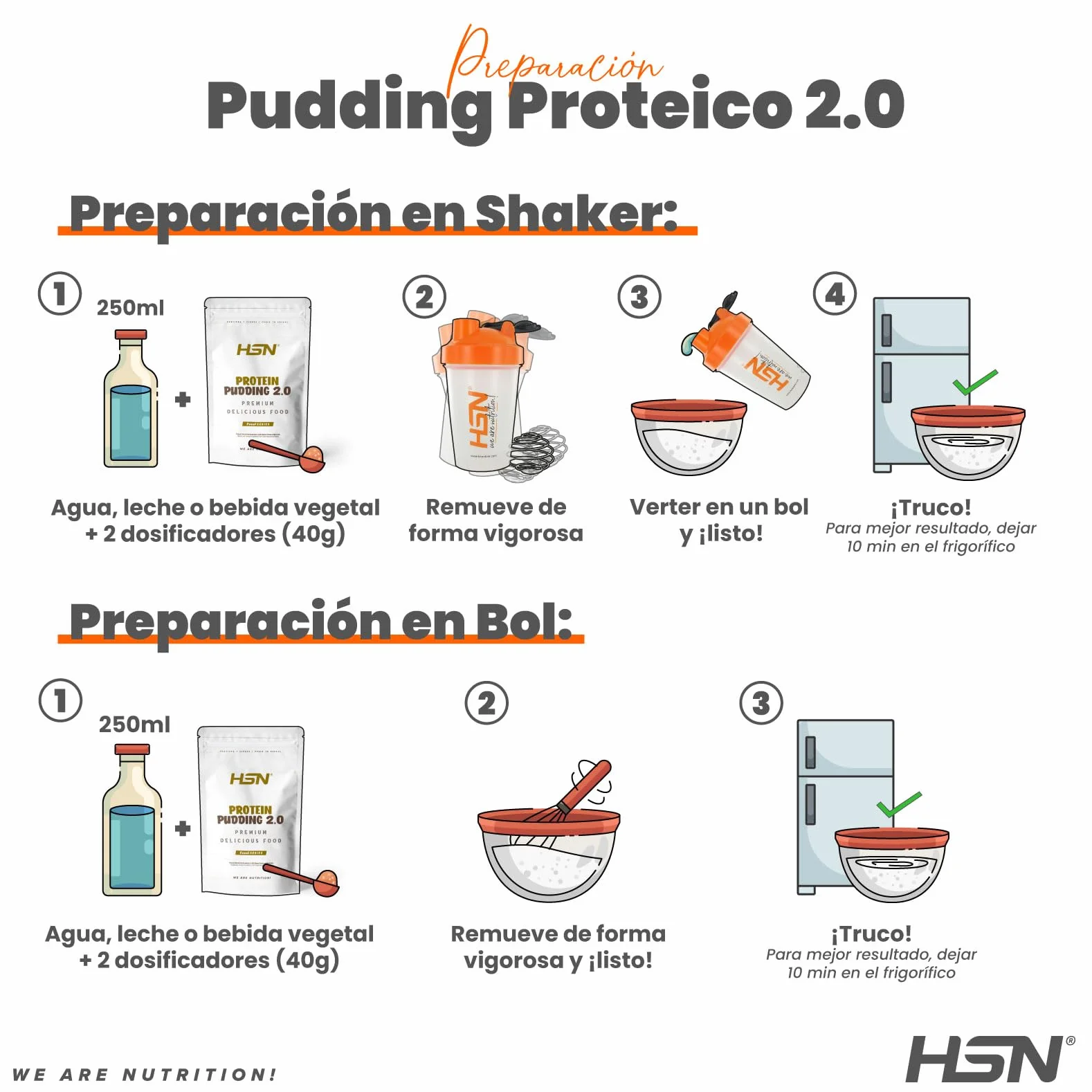 Pudding Proteico 2.0 HSN 500g Natillas Alto en Proteínas Sin Gluten Vegetariano