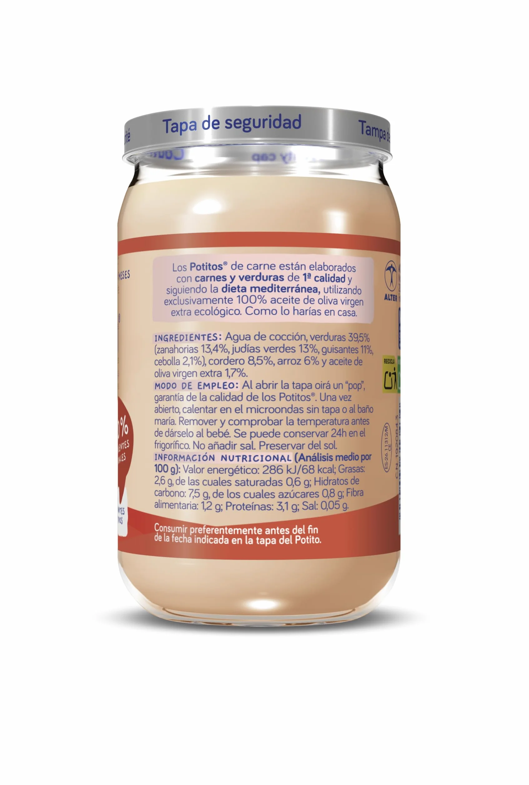 Nutribén Potitos De Menestra De Cordero Pack 6 x 235g Desde los 6 Meses