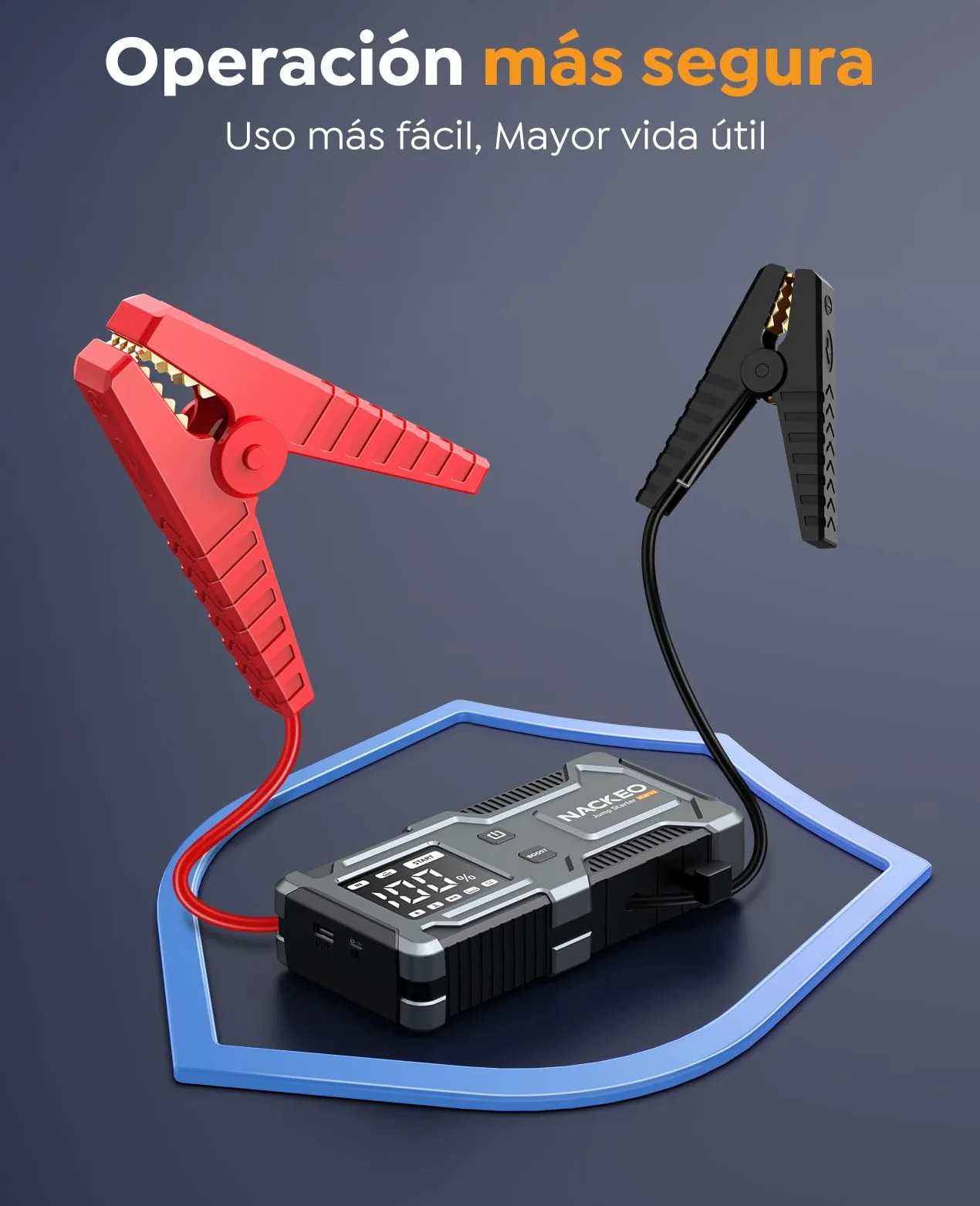 Arrancador de Coches 8000A 12V Jump Starter con Cables Integrados Linterna LED