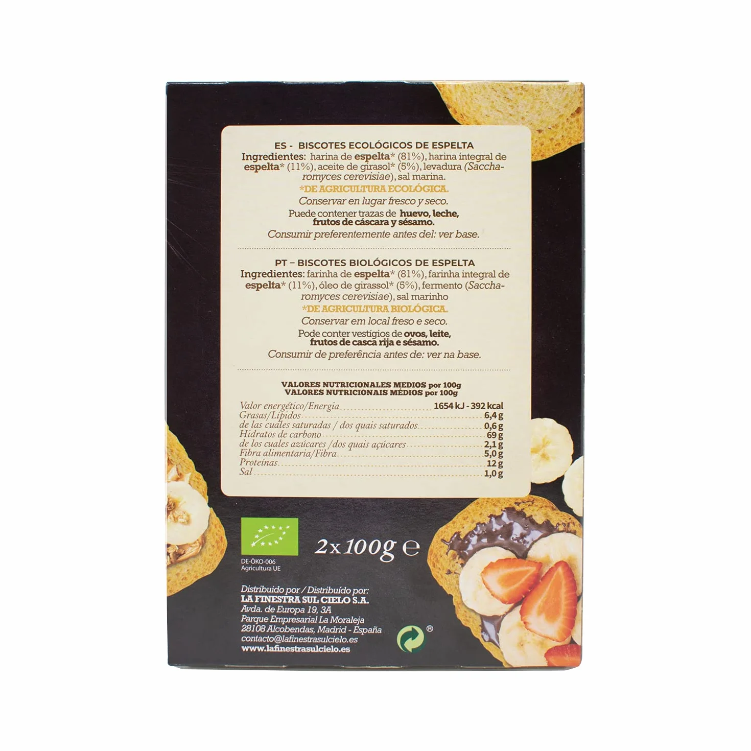 Biscotes de Espelta Bio 200g La Finestra sul Cielo