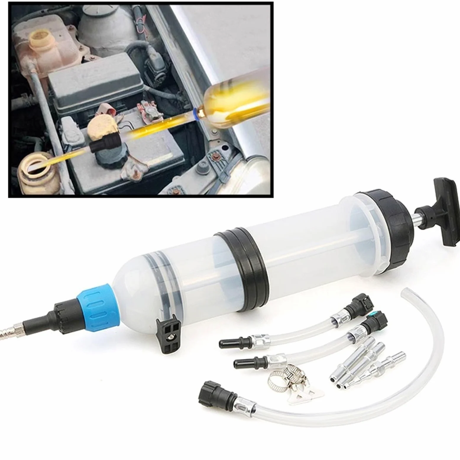 Bombas de fluido Transferencia cambio aceite, jeringas con manguera Combustibles manuales Dispensador bomba manual Extractora de Líquido(1500ML)