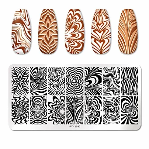 Mwoot Nail Art Stamping Plates 3 pcs Geometry Lines for Salon Home