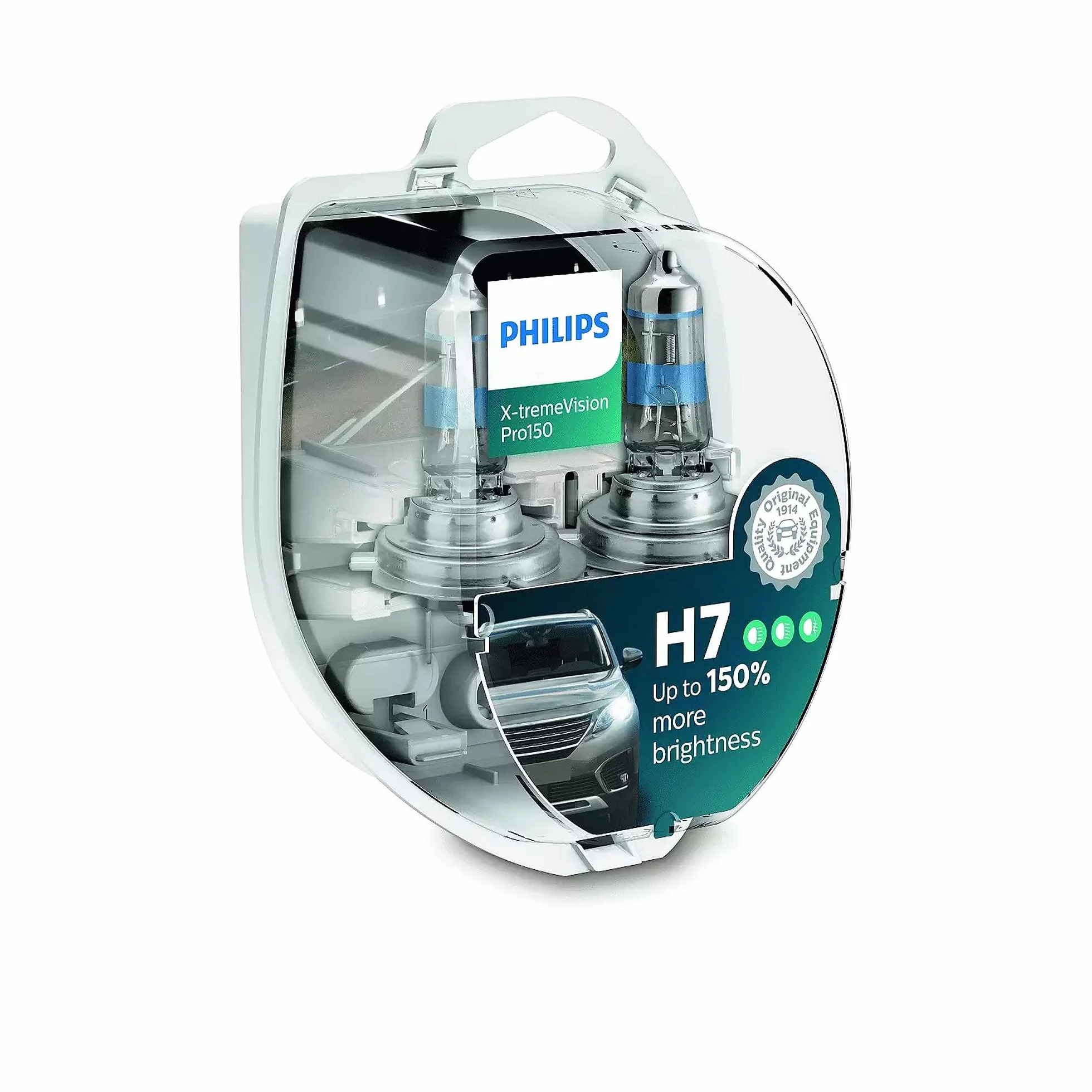 Philips X-tremeVision Pro150 H7 bombilla faros delanteros +150%, Halógena, paquete doble