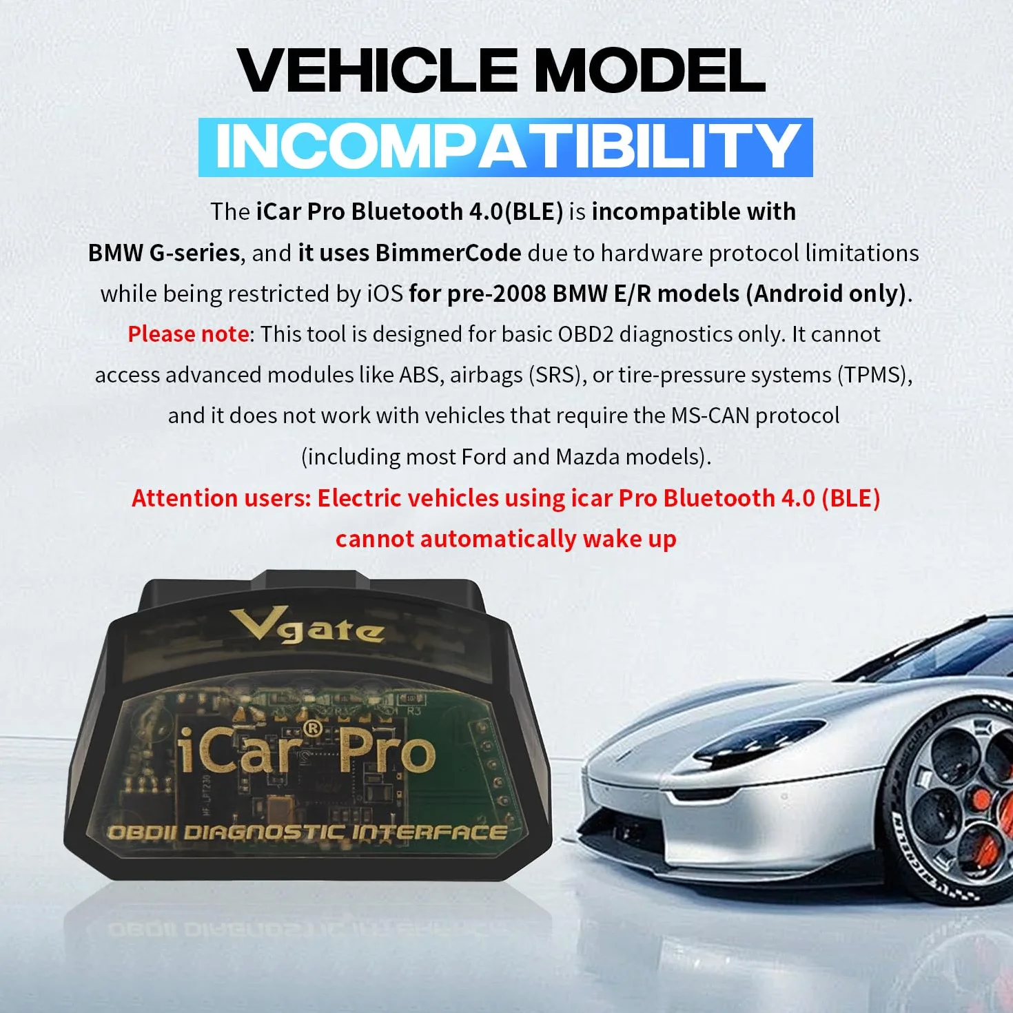 Vgate BLE 4.0 - Herramienta de Diagnóstico de Coche para iOS i-Phone iPad/Android