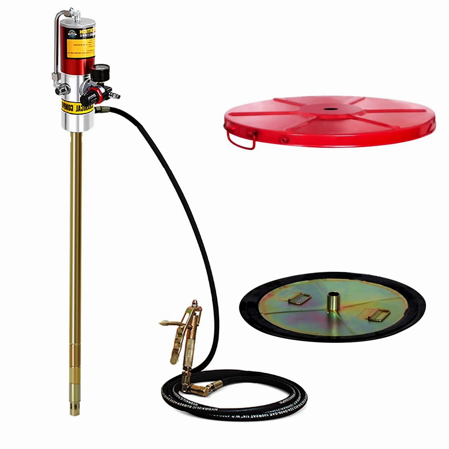 Kit de bomba de grasa neumática con tubo de 16 pies y tapa de tambor para lubricación de alta presión