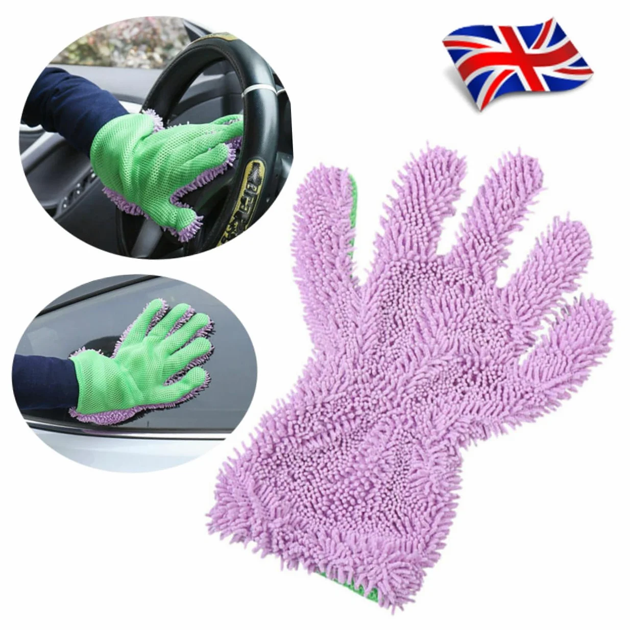 Mikinona 3 Piezas Guante De Lavado De Autos De Microfibra Guantes De Lavado De Autos Guantes De Lavado Automático Guante De Limpieza del Coche
