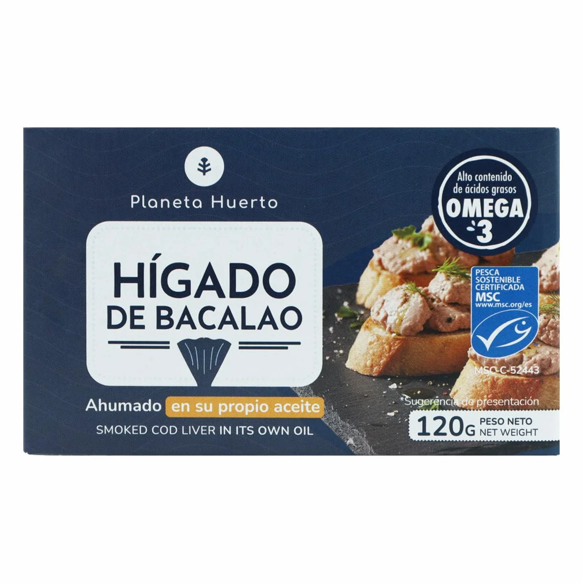 Planeta Huerto Hígado de bacalao en su propio aceite 120 g Pack 12