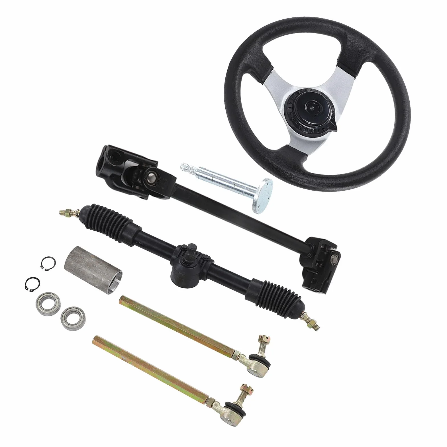KIMISS Juego de Volante Ajustable Go Kart de 300 Mm/11,8 Pulgadas para Motores Go Kart de 110-250 - Kit de Rendimiento Duradero