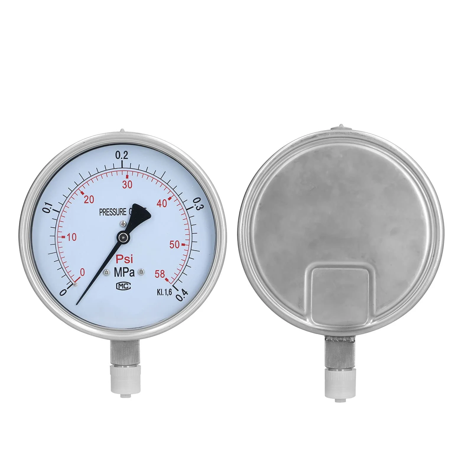 Manómetro de Acero Inoxidable 0-0.4MPa Diseño Duradero para Uso en Tuberías y Petroquímicos 150 Mm