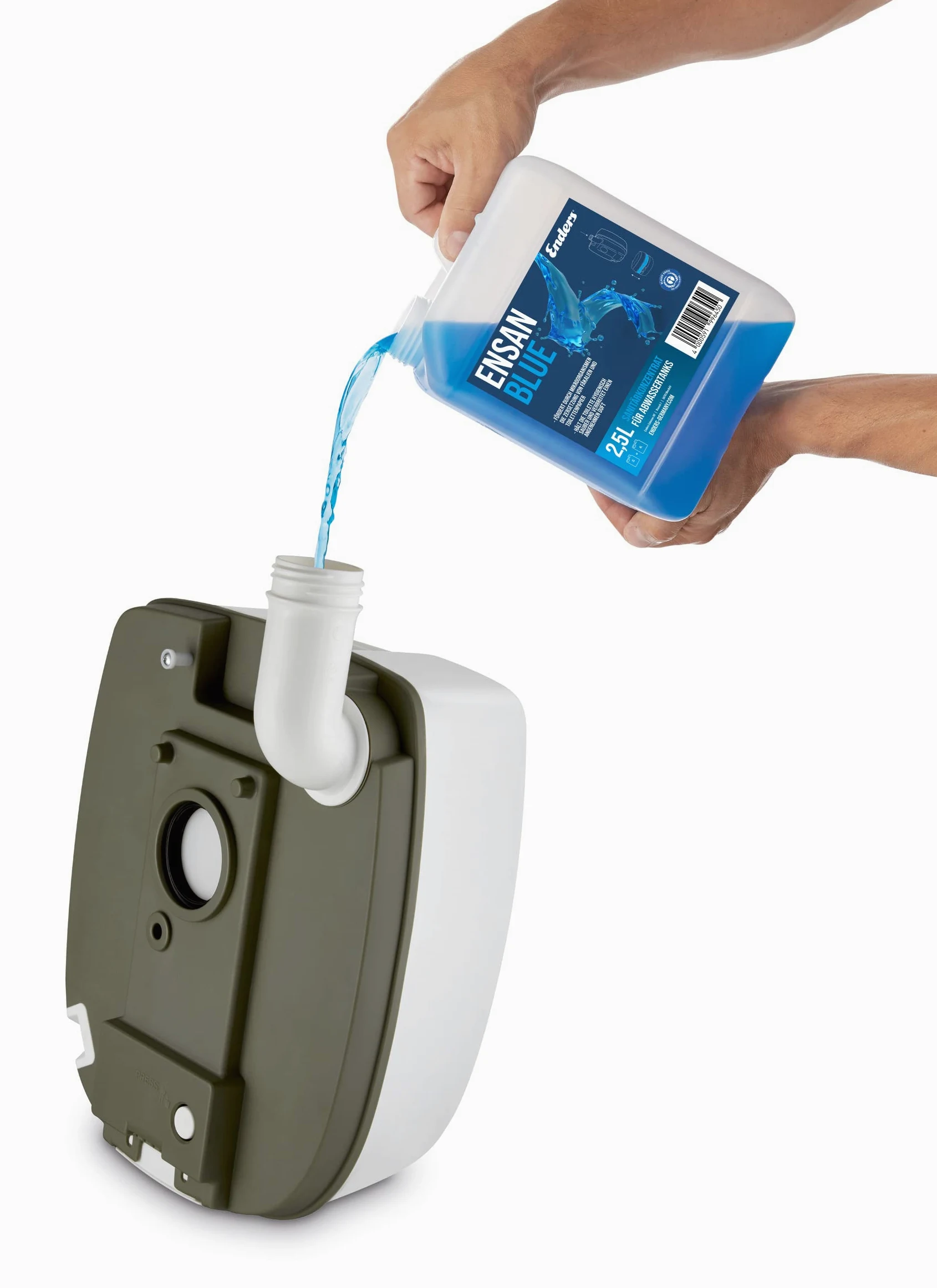 Enders Mobil Deluxe Aseo WC inodoro portátil para camping, Water quimico con altura de asiento confortable, indicador de nivel, caravana superficie lisa y agradable, 4950, Blanco