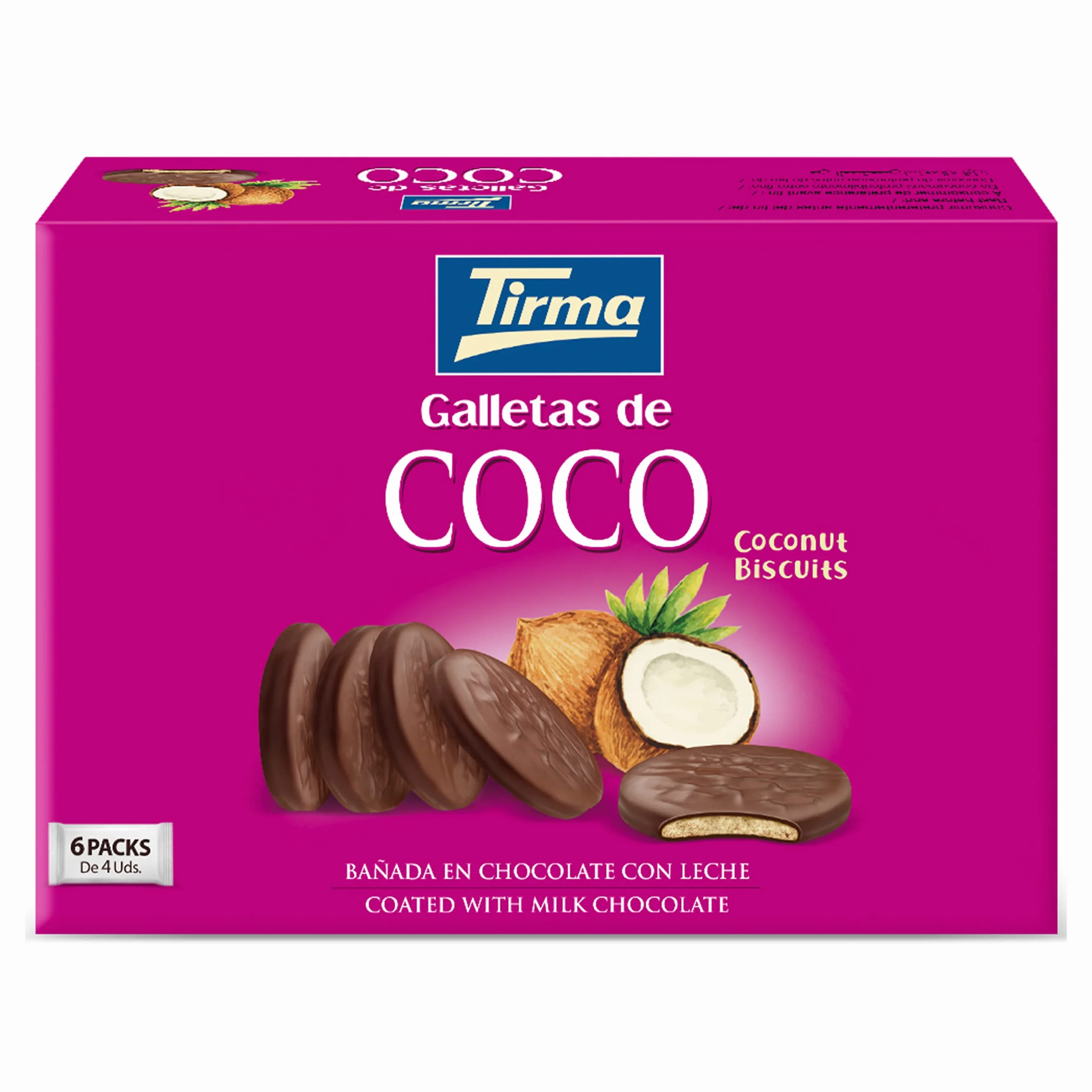 Tirma Galletas con Coco Bañadas en Chocolate con Leche 200g Snack Dulce Canario