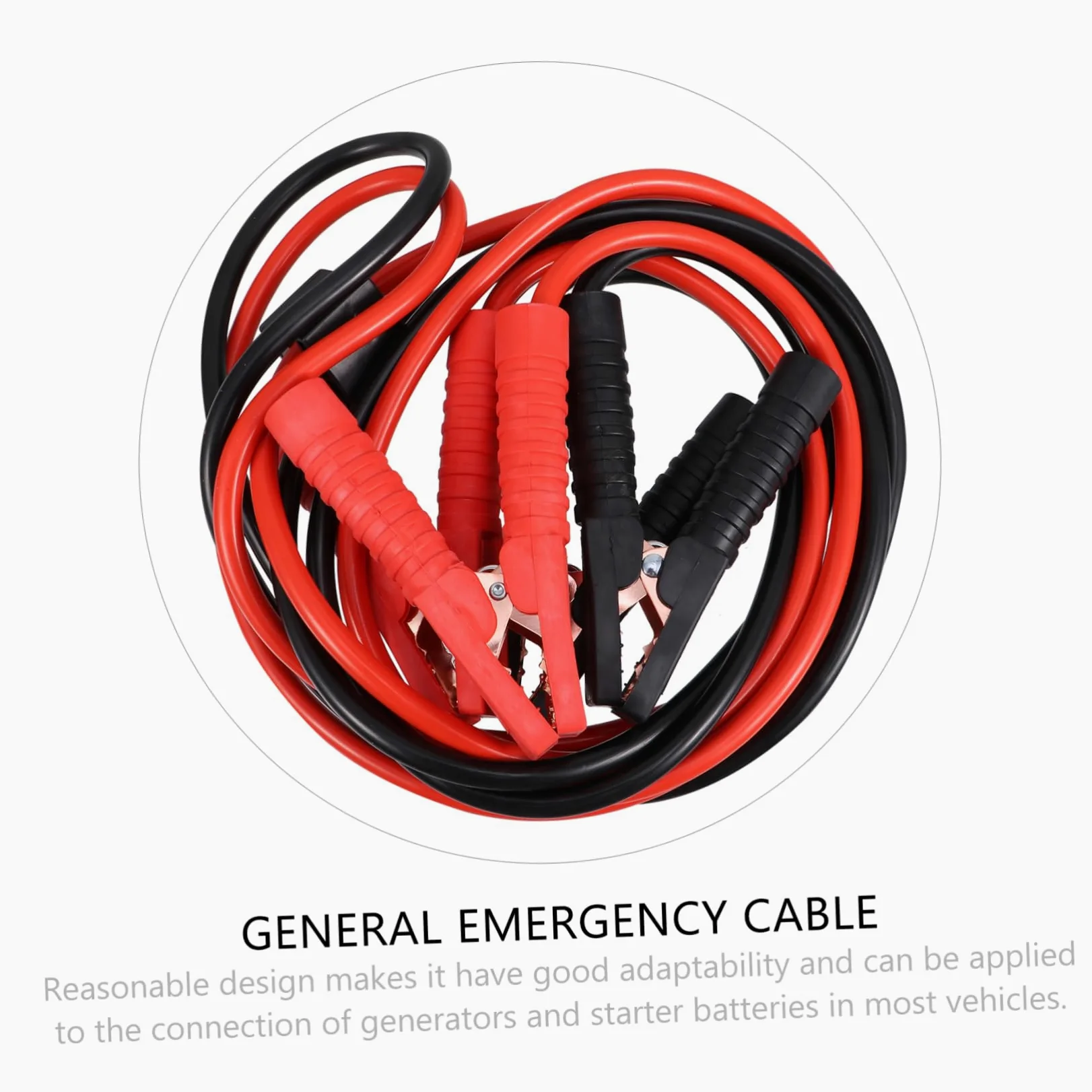 Cable de Emergencia para Coche Funda Completa 2000 | Cobre y Aluminio, Negro, para Motos y Automóviles, Conexión de Generadores y Baterías de Arranque
