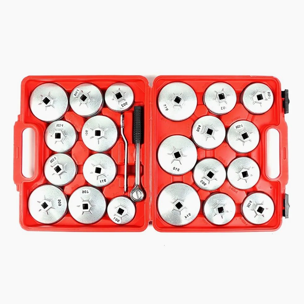 Ejoyous Juego de vasos de aluminio para llaves de filtro de aceite - 23 piezas