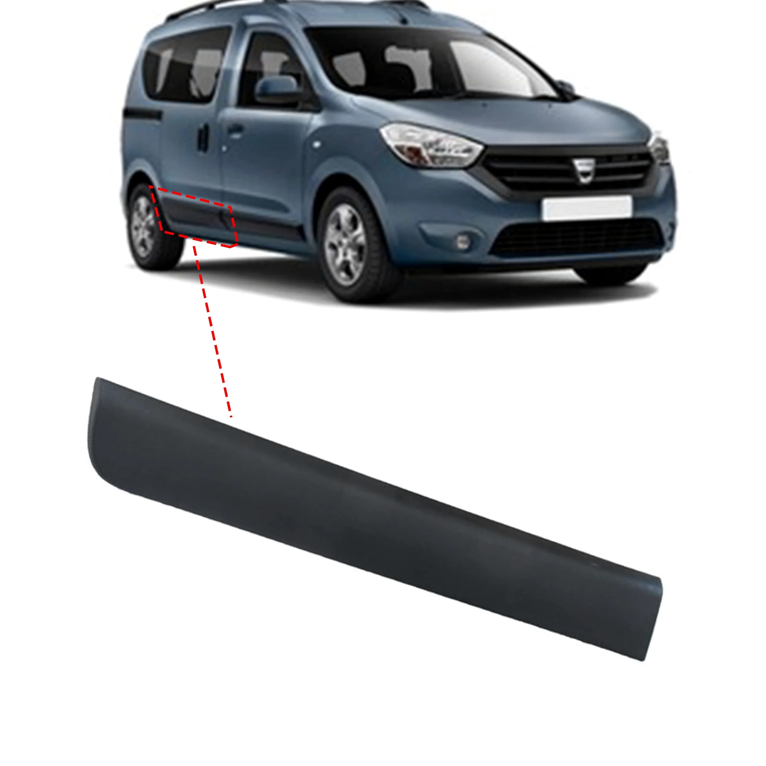 Moldura Exterior Moldura Alerón Trasero Derecho Compatible con Dacia Dokker 2012 en adelante 828767567R, 828760894R (Trasero Derecho)