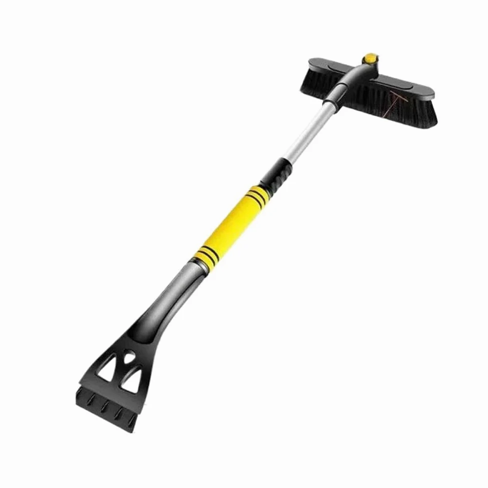 Cepillo para nieve, raspador de hielo, parabrisas, barredora de nieve, herramienta descongeladora con mango telescópico extraíble, Compatible con el mantenimiento de invierno del coche(yellow)