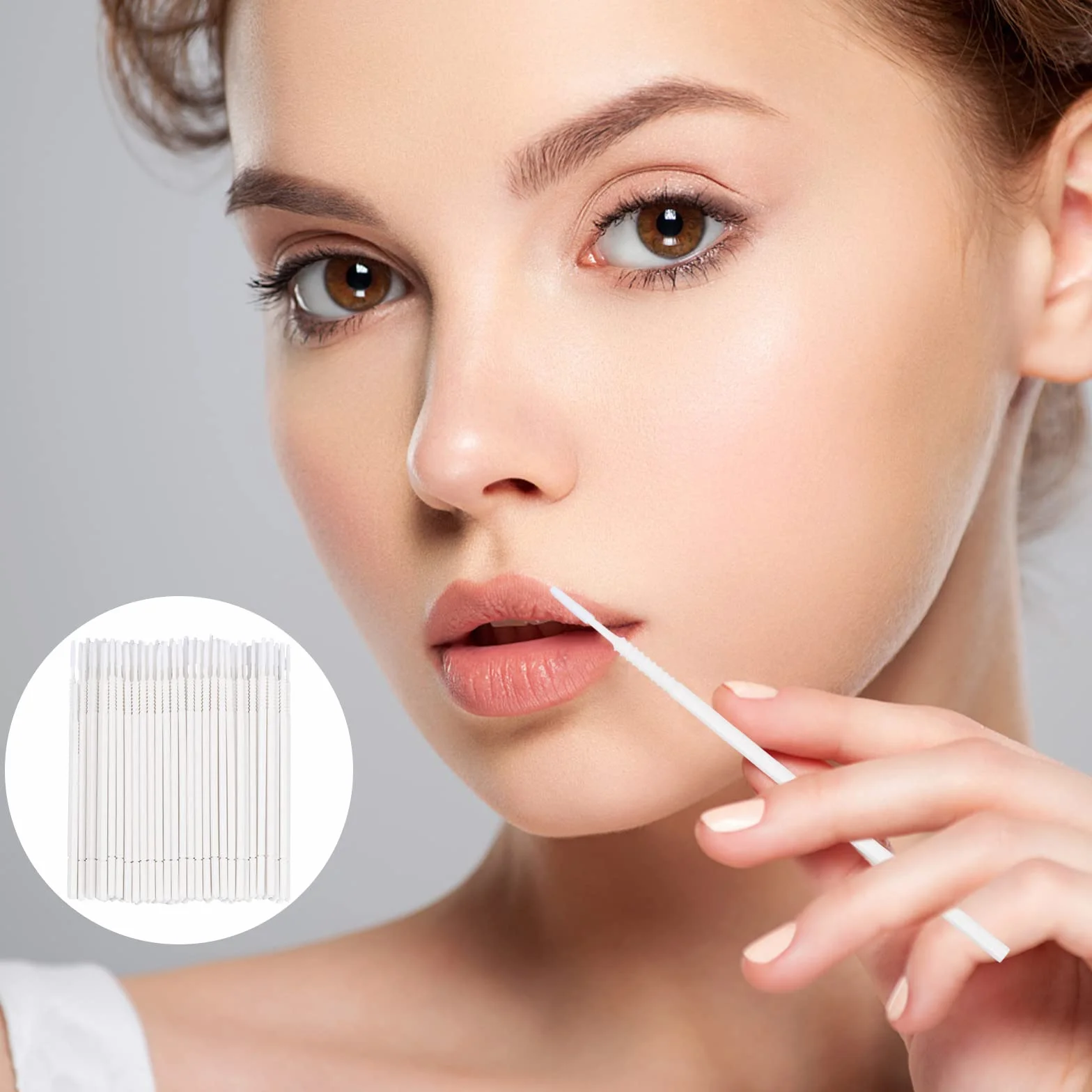 Cepillo de Extensión de Pestañas, Micro Aplicador Mascara, 100 Piezas Herramienta de Injerto (Blanco)