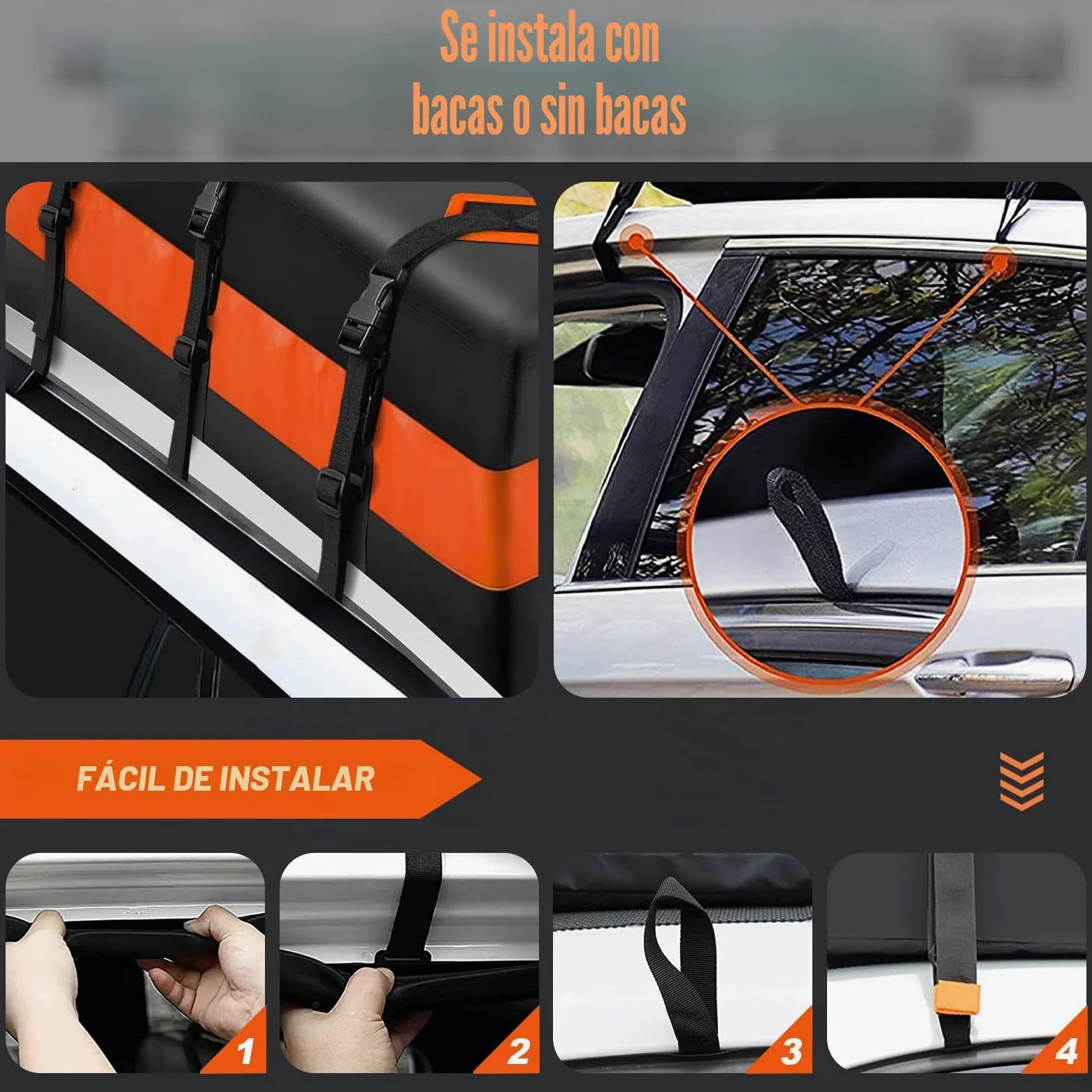 Cofre De Techo para Coche Plegable 585L, Impermeable, Bolsa De Techo 840d, Cofre De Techo Portátil, Caja De Equipaje, para Vehículos con/Sin Portaequipajes, Transporte De Equipaje