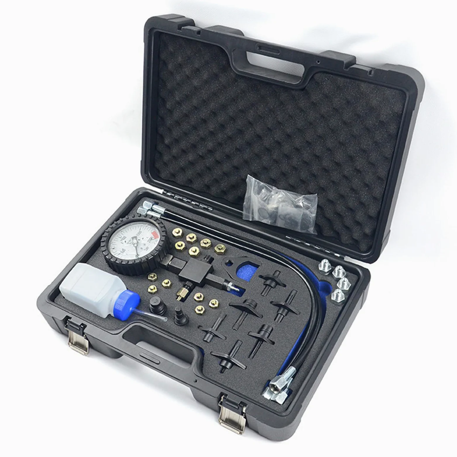 Kit de comprobador de presión de bomba de combustible para diagnósticos precisos y resolución de problemas en motores de gasolina y diésel