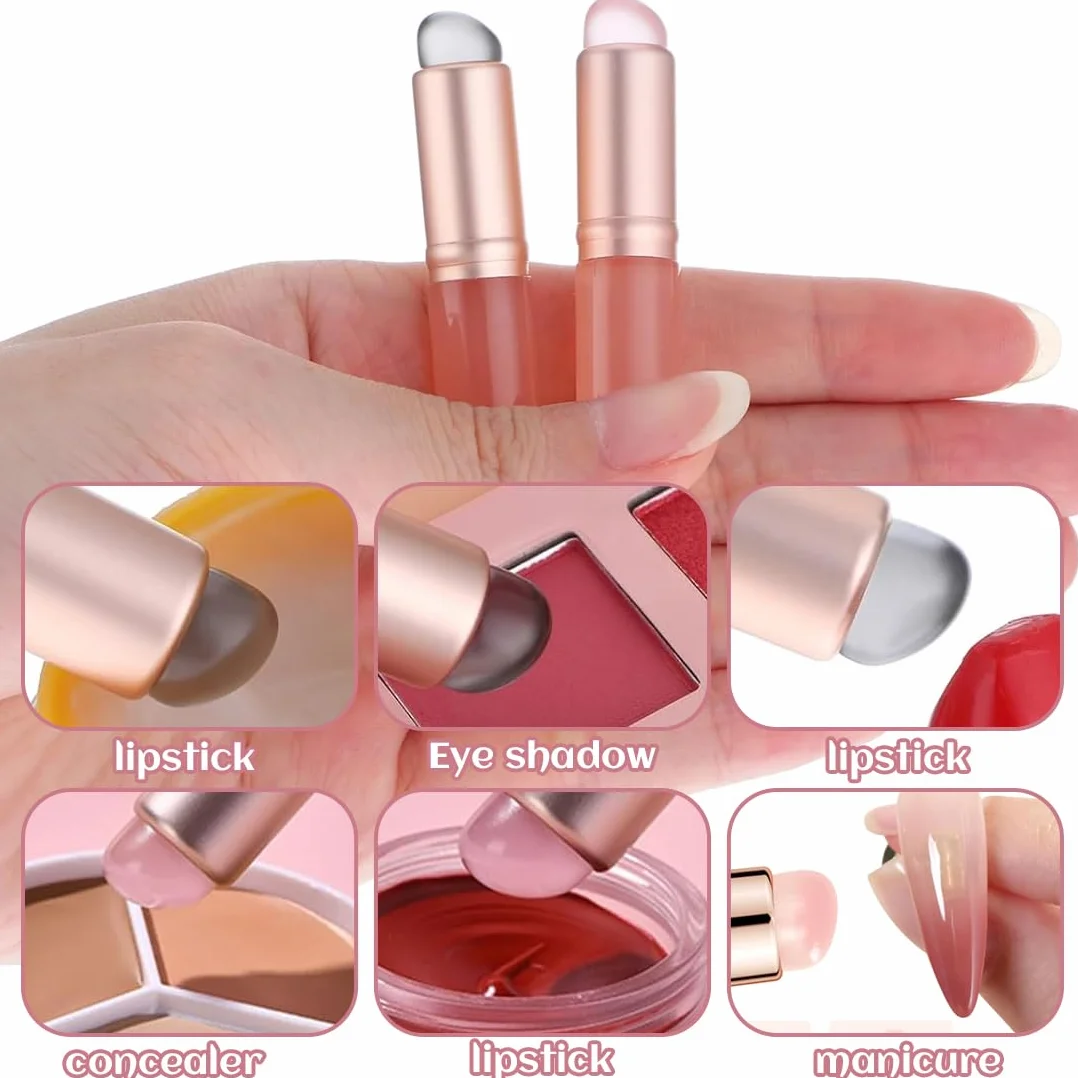 Cepillo De Labios De Silicona Aplicador De Máscara Multifuncional 2 Uds Con Tapa