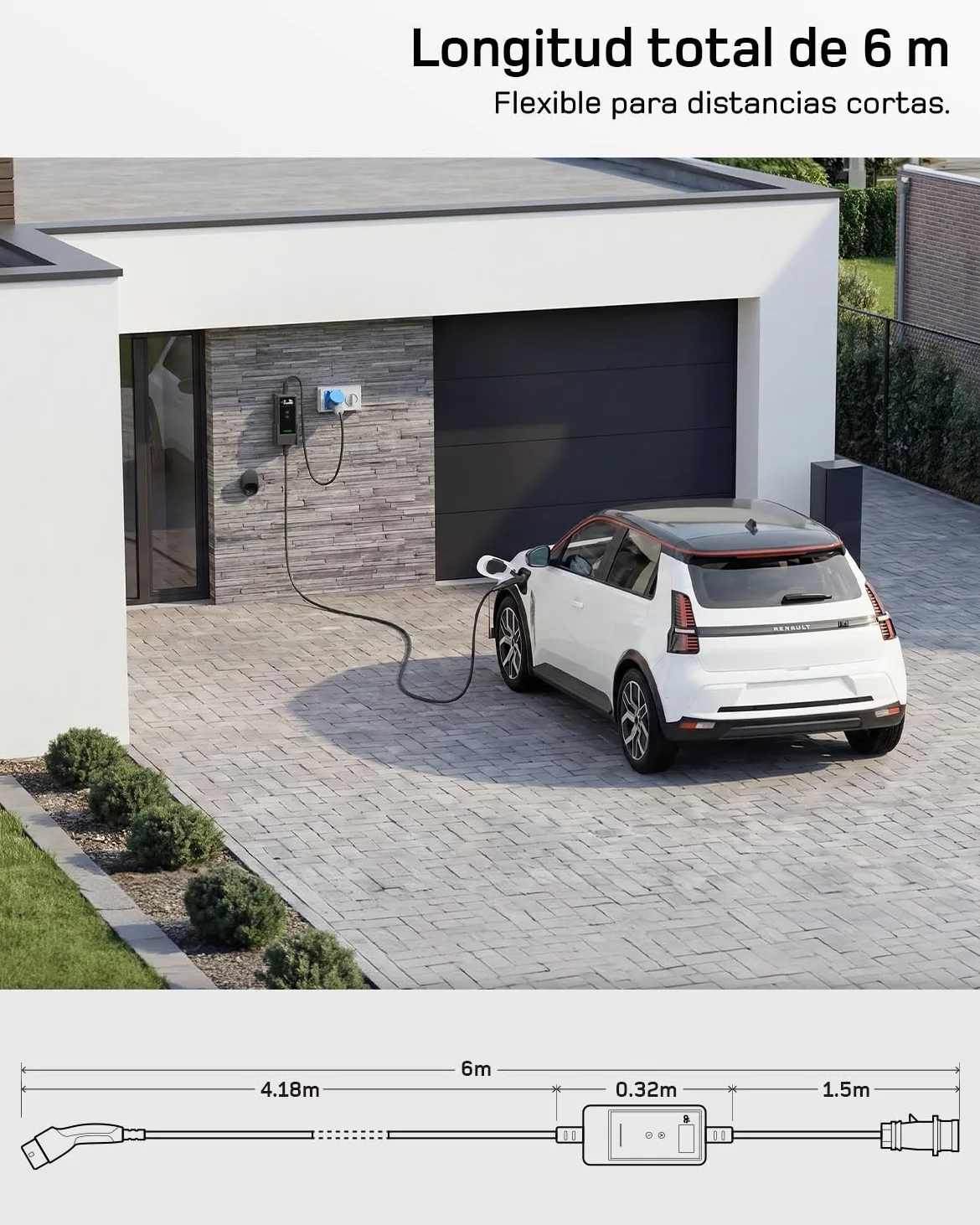 dé Cargador Coche Electrico 7,4kW App [6m, Monofásico, 6A-32A] EV Tipo 2 de 7kw 32A, Cargador Vehiculo Electrico 7kw para Model Y/3, EV3, Dolphin Surf, R5, Atto 2/3, Niro, BZ4X y Otros BEV/PHEV