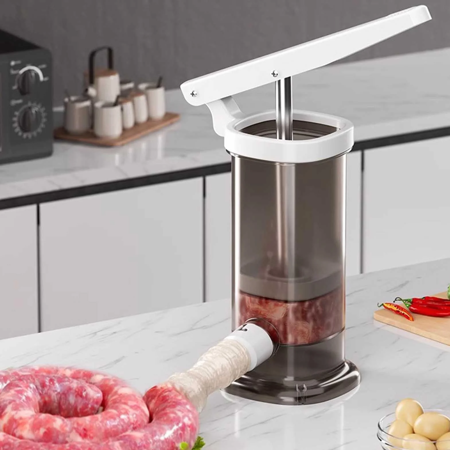 Máquina de llenado de salchichas de gran capacidad 10.5 × 17.8 cm para salchichas caseras