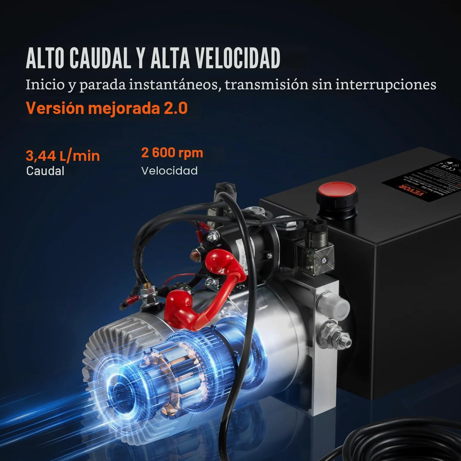 VEVOR Bomba Hidráulica DC 12 V 6 L Unidad Hidráulica de Doble Acción Flujo de Aceite 3,44 L/min Presión Máxima de Descarga 22 MPa para Volquete, Plataforma Elevadora, Remolque, Elevación y Descarga