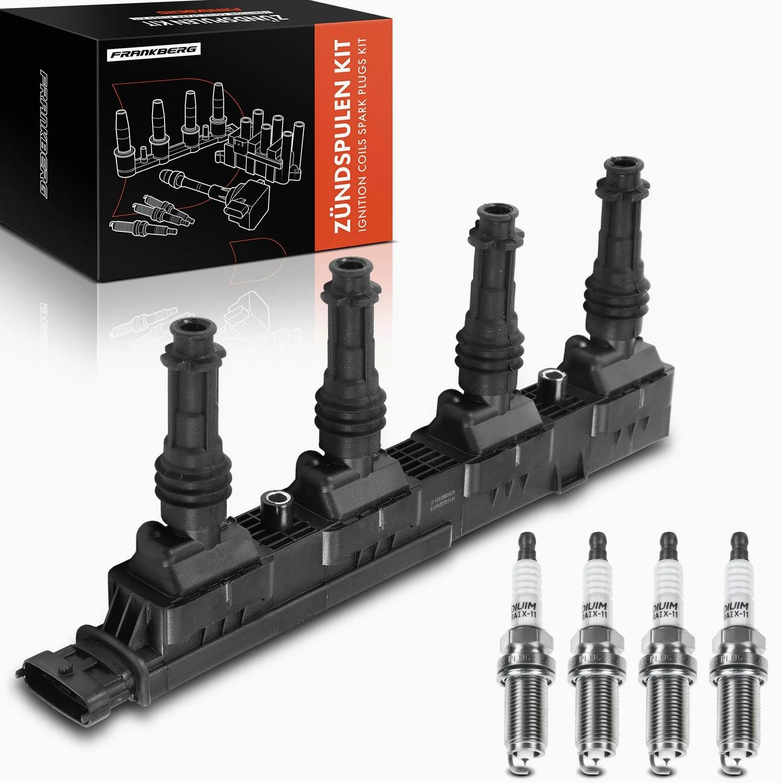Frankberg 1 bobina de encendido + 4 bujías 90560110 | Compatible con: Corsa B S93, Astra MK IV (G) Familiar G, Astra MK IV (G) Sedán G, Corsa C X01, Corsavan MK II C