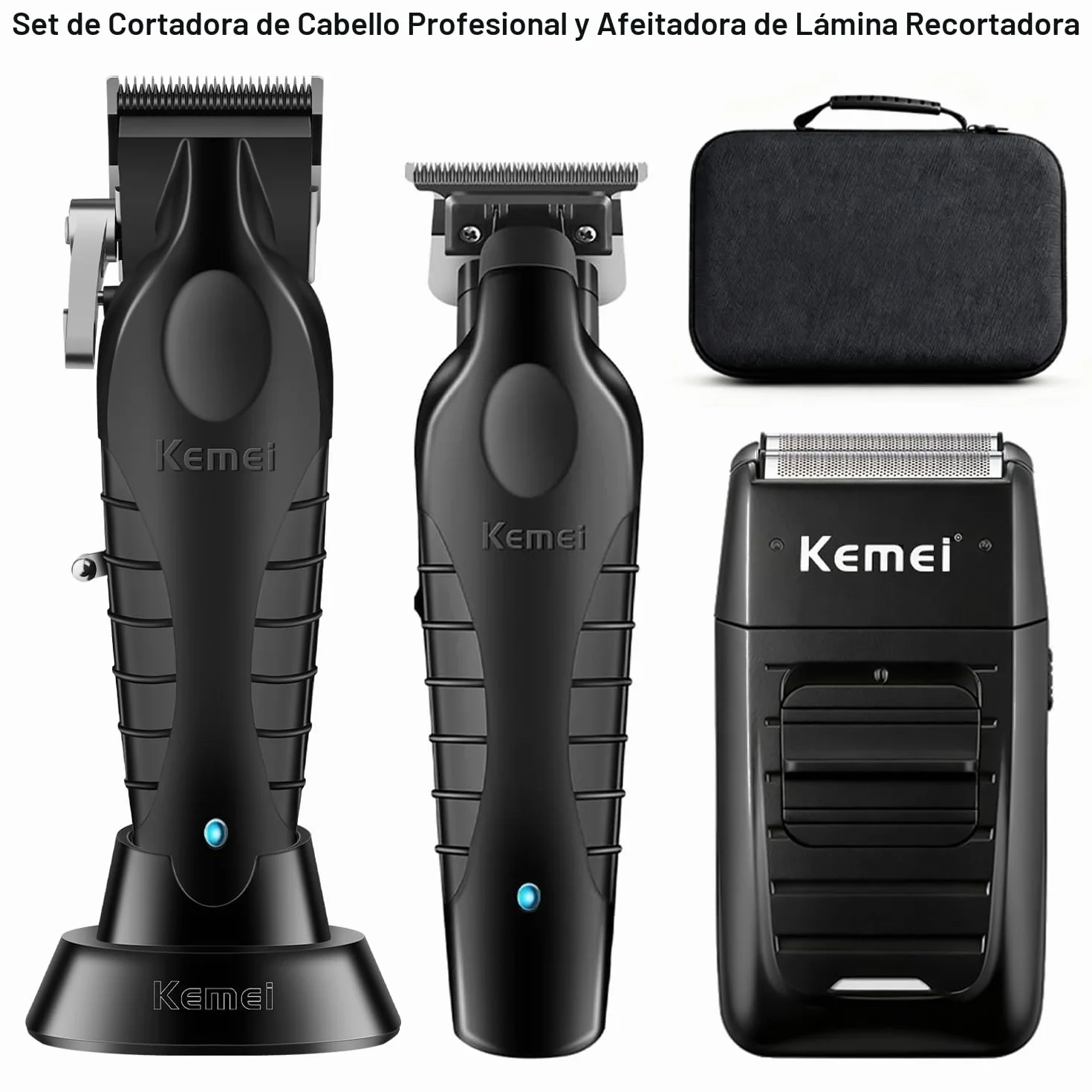 KEMEI Cortapelos Eléctrico Inalámbrico Hombre Máquina Cortar Pelo Trimmer Hoja en T