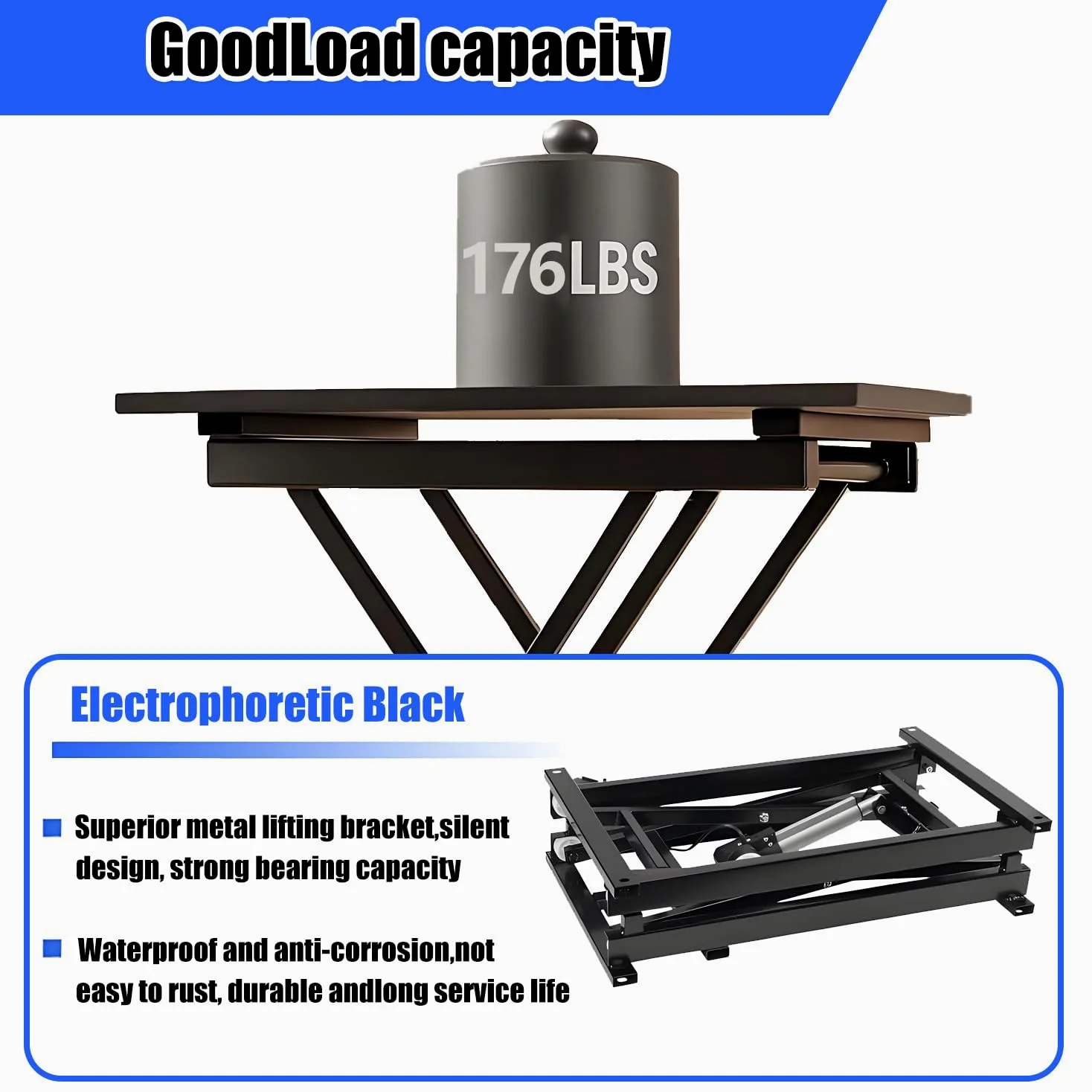 Mesa elevadora eléctrica de tijera – Altura ajustable 180-680 mm, plataforma de elevación hidráulica con mando a distancia para manejo y transporte de materiales, resistente, diseño portátil