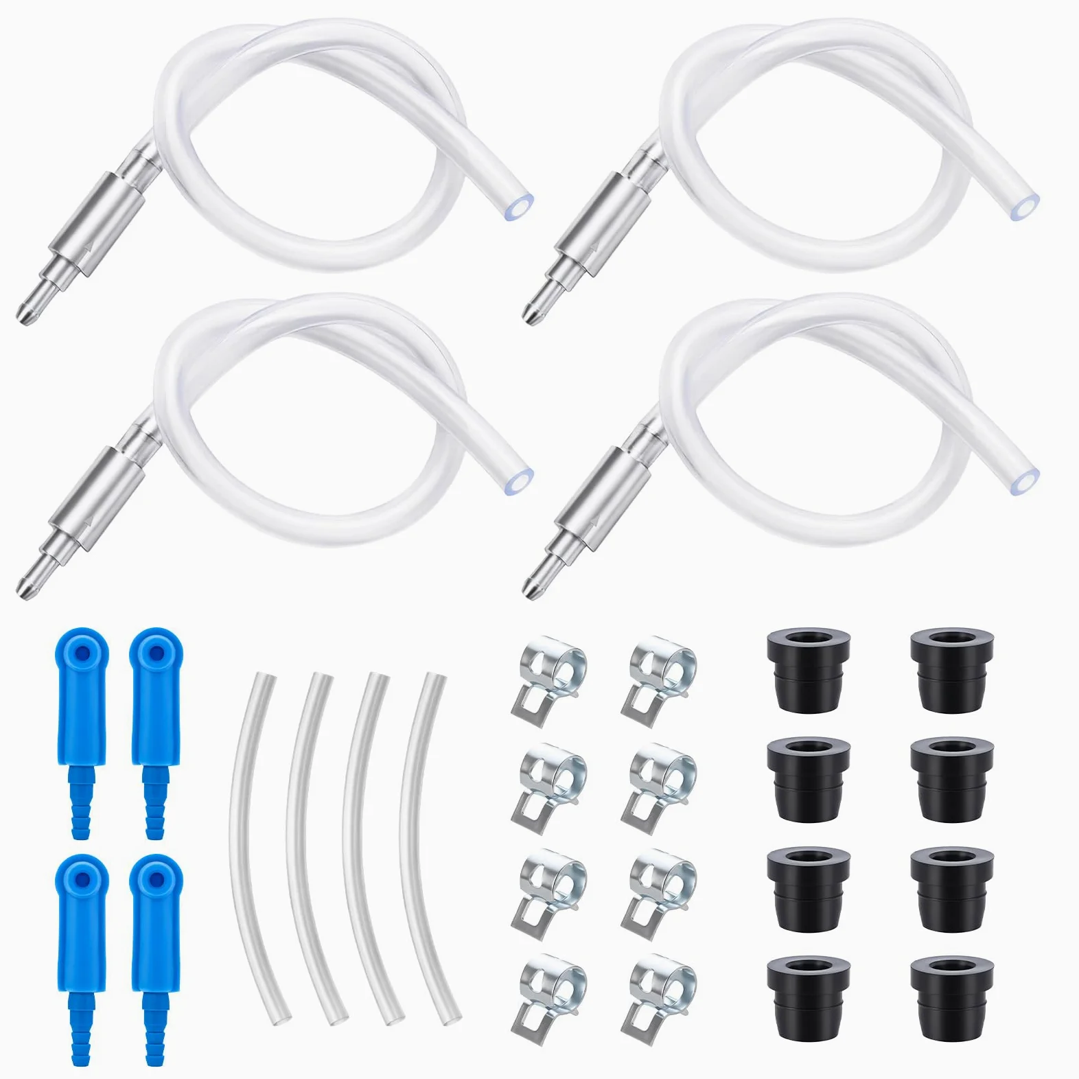 Kit de 4 mangueras de purga de frenos con válvula de retención unidireccional, manguera universal de purga de líquido de frenos, válvula unidireccional que evita el reflujo de aire para coche