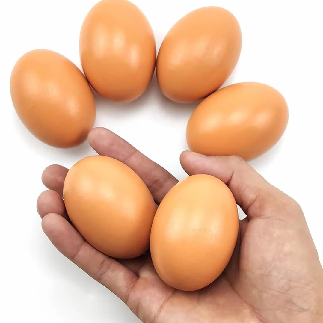 Huevos Artificiales de Madera Set 6 Piezas Decorativos para Nidos y Producción de Aves