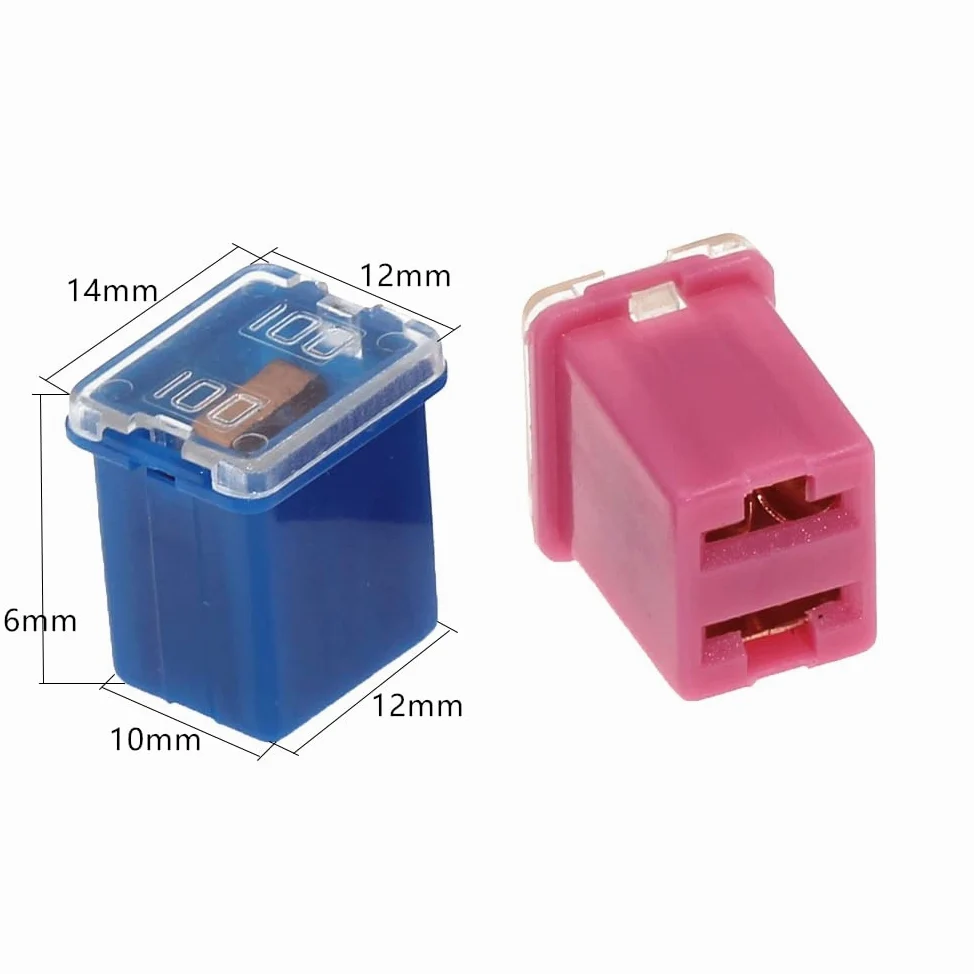 100 Uds Mini fusible cuadrado 20A 30A 40A 50A 60A juego de fusibles de coche automotriz con caja surtido fusible automático (Size : 100A)