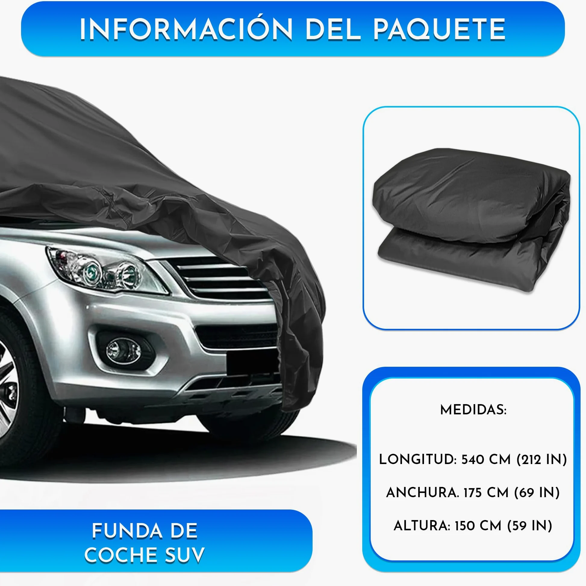 Funda Coche SUV Valida para Todo Tipo de SUV 4x4 todoterrenos Furgonetas monovolumen Familiares Material PEVA