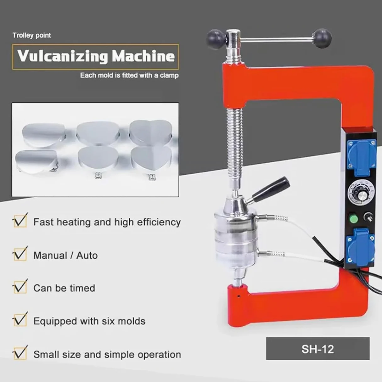 Máquina de vulcanización de neumáticos, herramienta de reparación de neumáticos de alta resistencia, equipo de temperatura constante de sincronización de 150 ℃-180 ℃ para reparación de calefacción de