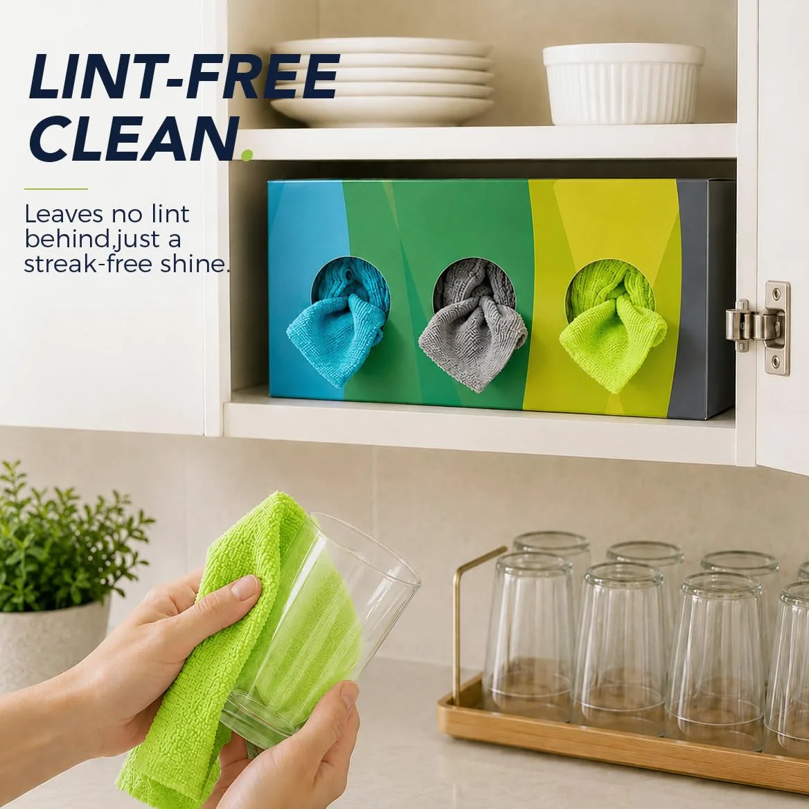 UNIMADE Paño de limpieza de microfibra, paquete de 150 toallas de microfibra reutilizables para autos, sin pelusas, trapos de toalla con caja dispensadora para el hogar, cocina, automóvil, restaurante
