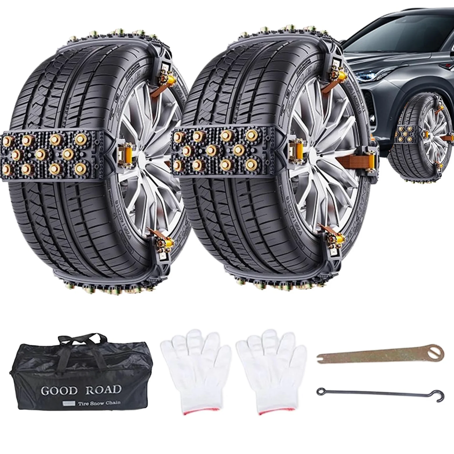 Cadenas de Nieve para Camiones Instalación En 5 Segundos Tracción | Para Ruedas 165-265mm Cadenas Antideslizantes Camión Para Invierno Nieve Barro Hielo Viaje Cortacésped SUV Remolq