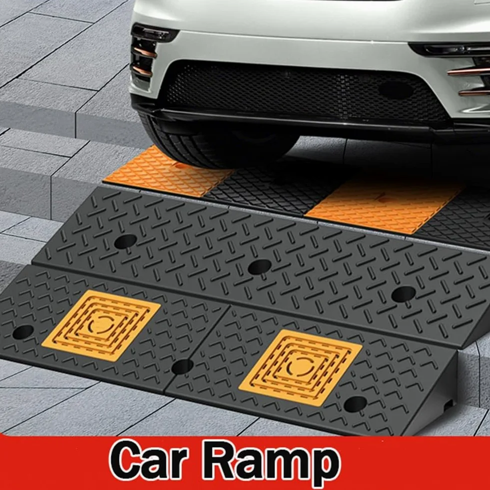 Rampa de Goma para bordillos, rampa para umbrales de 100 × 25 cm para entradas de Garaje, aceras, Coches, Bicicletas, Motos, patinetes y sillas de Ruedas, Capacidad de Carga de 11 000 Libras