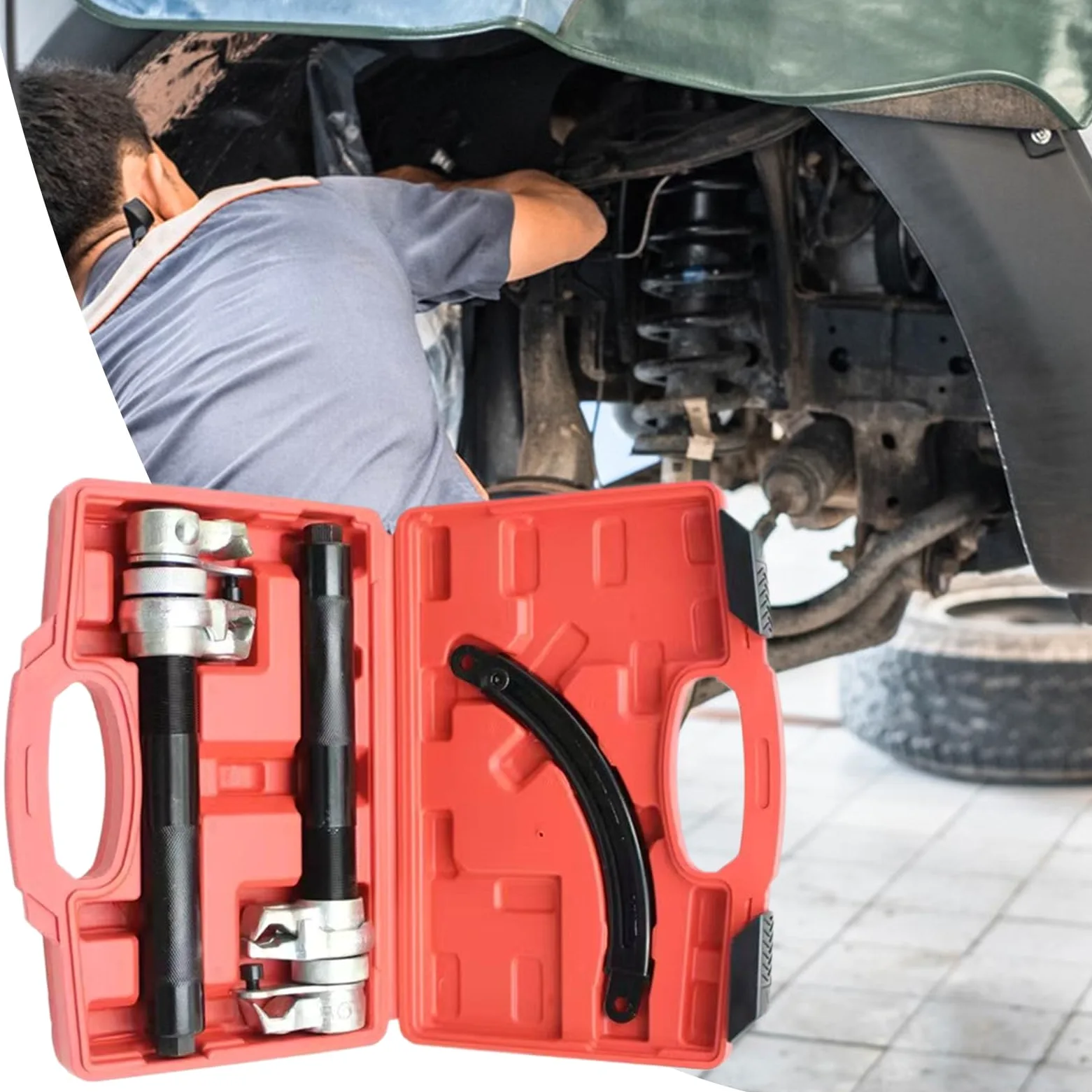 Compresor De Muelles Automoción Kit De Compresión De Resortes Para | Herramientas de Montaje con para Componentes de Frenos, Motor, Remolque y Dirección