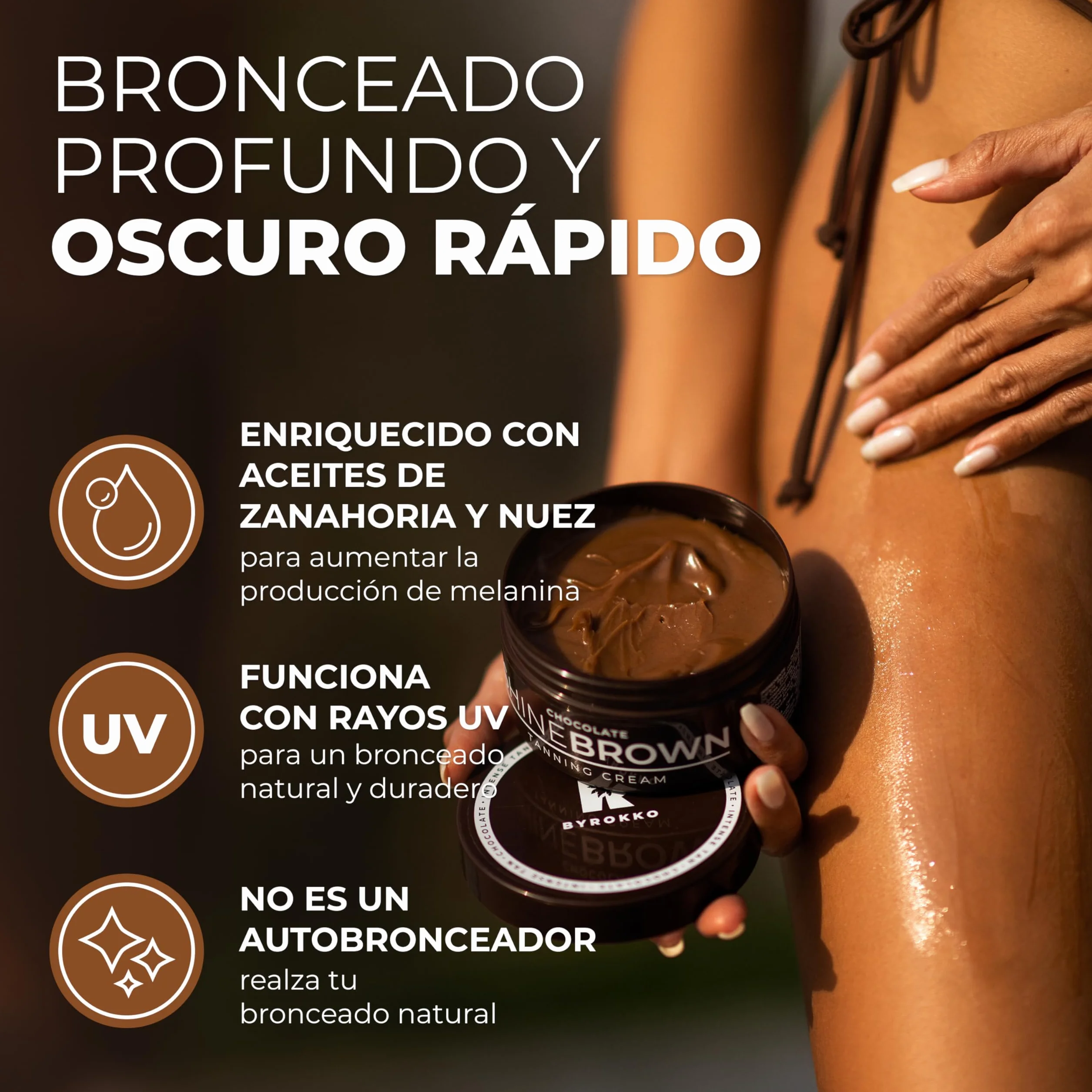 BYROKKO Shine Brown Chocolate Acelerador Bronceado Crema 200 ml