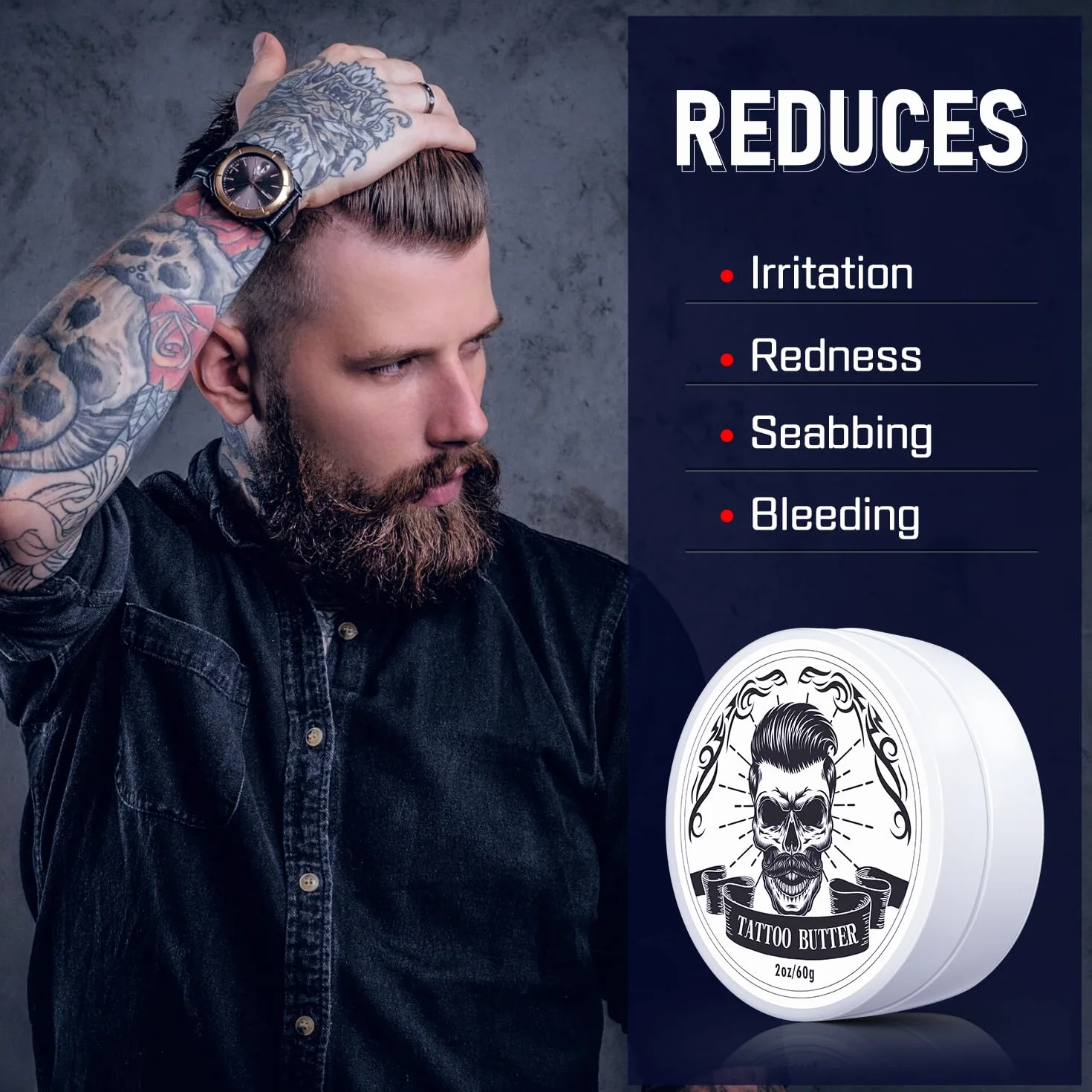 Crema de cuidado posterior de tatuaje FUNAN, bálsamo natural para antes, durante y después del proceso, 2 oz