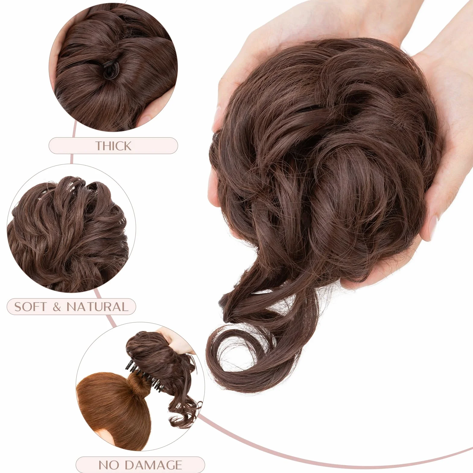 SEGO Moños Postizos Rizados Pelo Natural Castaño Chocolate 75g