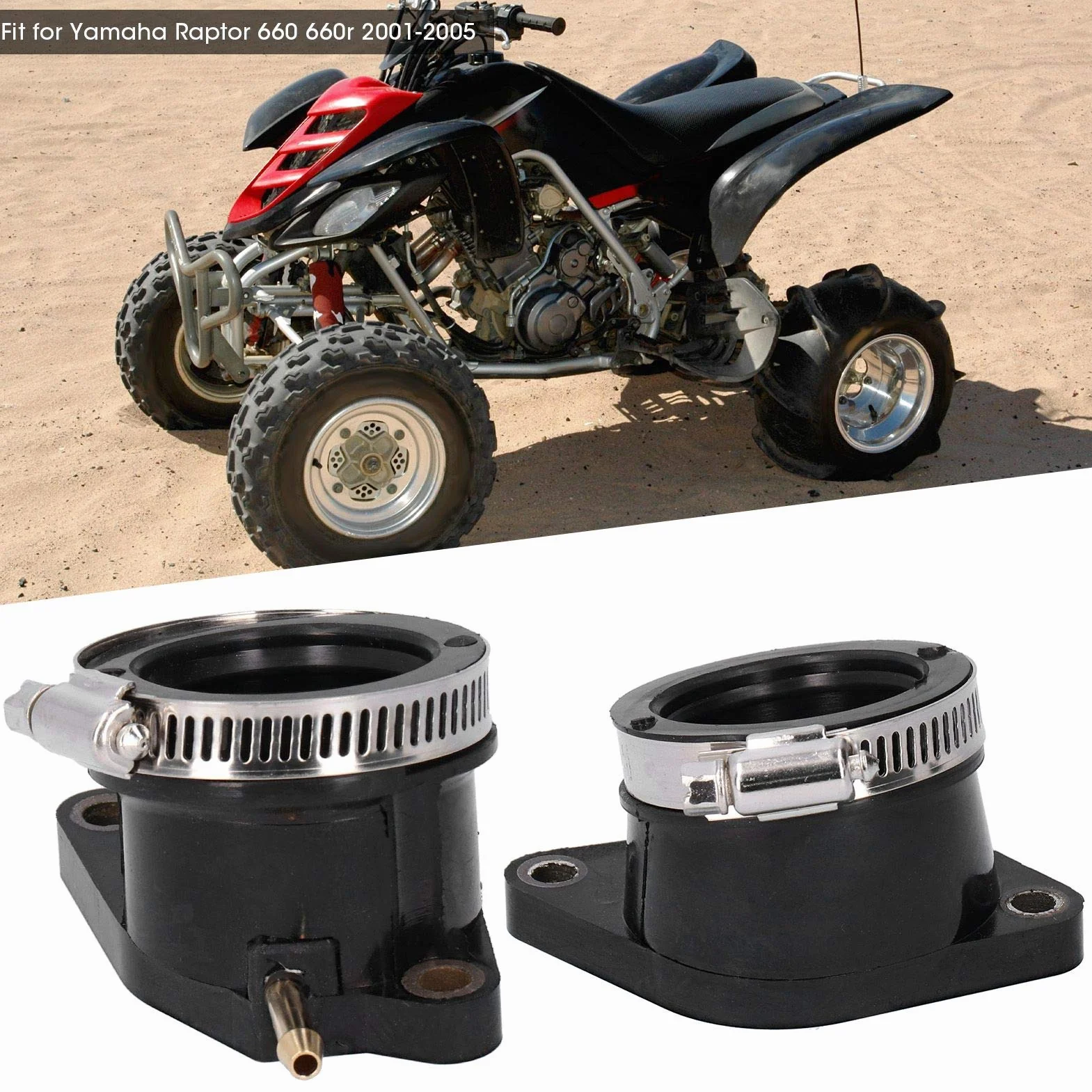 Botas de colector de admisión de carburador, 5LP ‑ 13586‑01‑00 Conector de colector de admisión de carburador de 2 piezas apto para Yamaha Raptor 660 660r 2001‑2005
