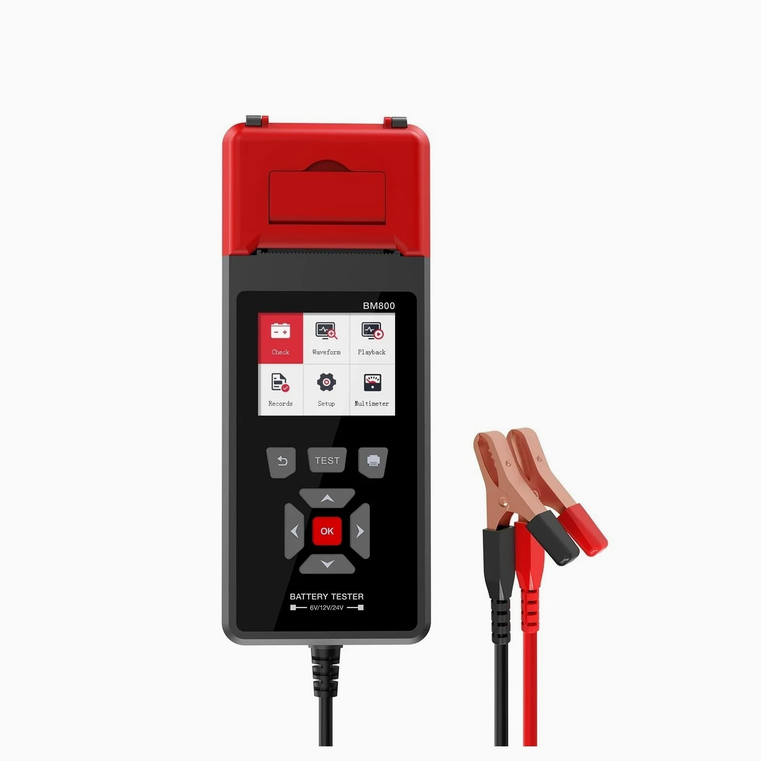 Comprobador De Baterias Probador De Batería De Coche con Impresora 6V 12V 24V Analizador De Batería Prueba De Arranque Prueba De Carga Prueba De Carga Máxima