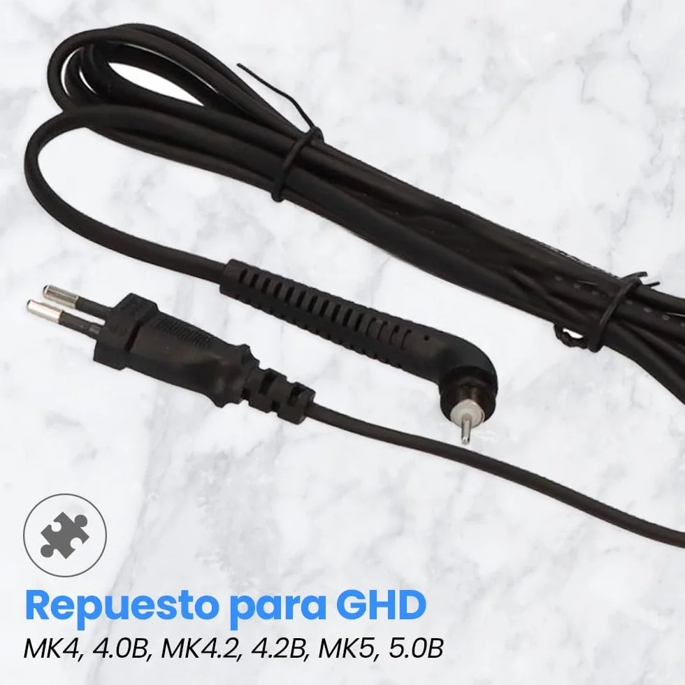 Anakel Home Cable de Alimentación Compatible con GHD 4.0B 4.2B 5.0B MK4.2 MK5, Giratorio, Negro, 1,50m