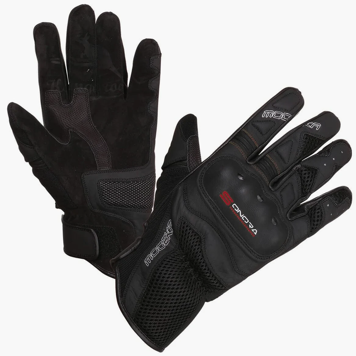 Modeka Guantes de moto Sonora para verano, negro/rojo, L10